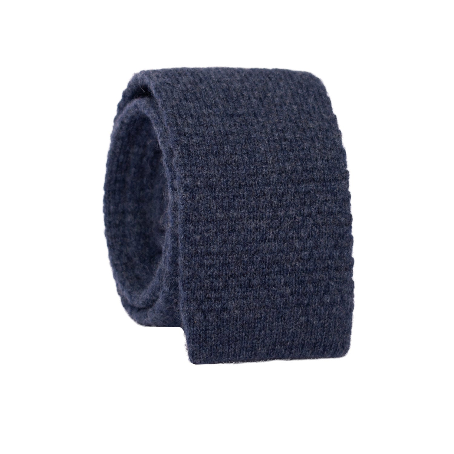 Cravatta Tricot in Maglia di Cashmere Blu Navy Tinta Unita TRI459 Made in Italy Graffeo Cravatte Rotolo