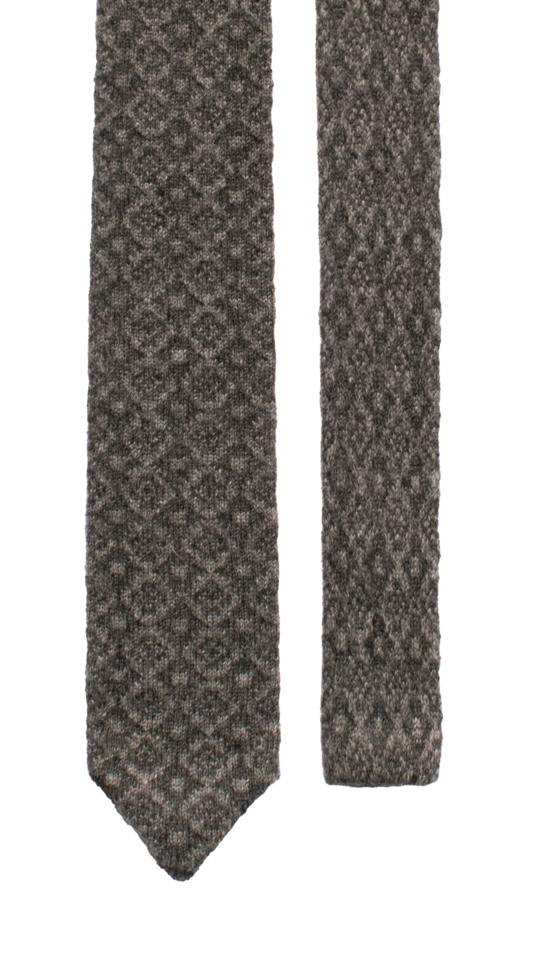 Cravatta Tricot in Maglia di Cashmere Grigia Fantasia Tono su Tono TRI537 Made in Italy Graffeo Cravatte Pala