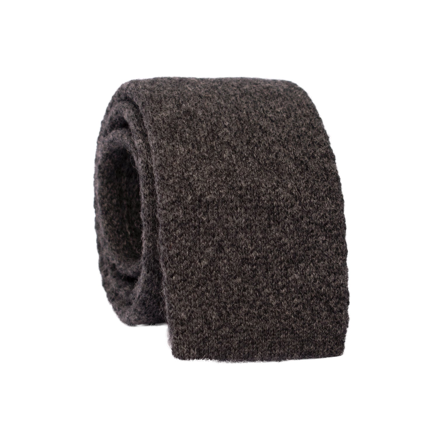 Cravatta Tricot in Maglia di Cashmere Grigia Scura Tinta Unita TRI519 Made in Italy Graffeo Cravatte Rotolo