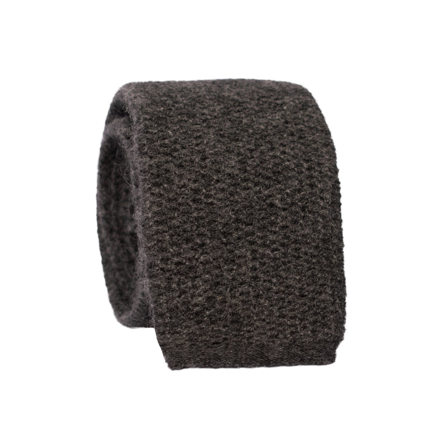 Cravatta Tricot in Maglia di Cashmere Grigio Scuro Tinta Unita TRI598 Made in Italy Graffeo Cravatte Rotolo
