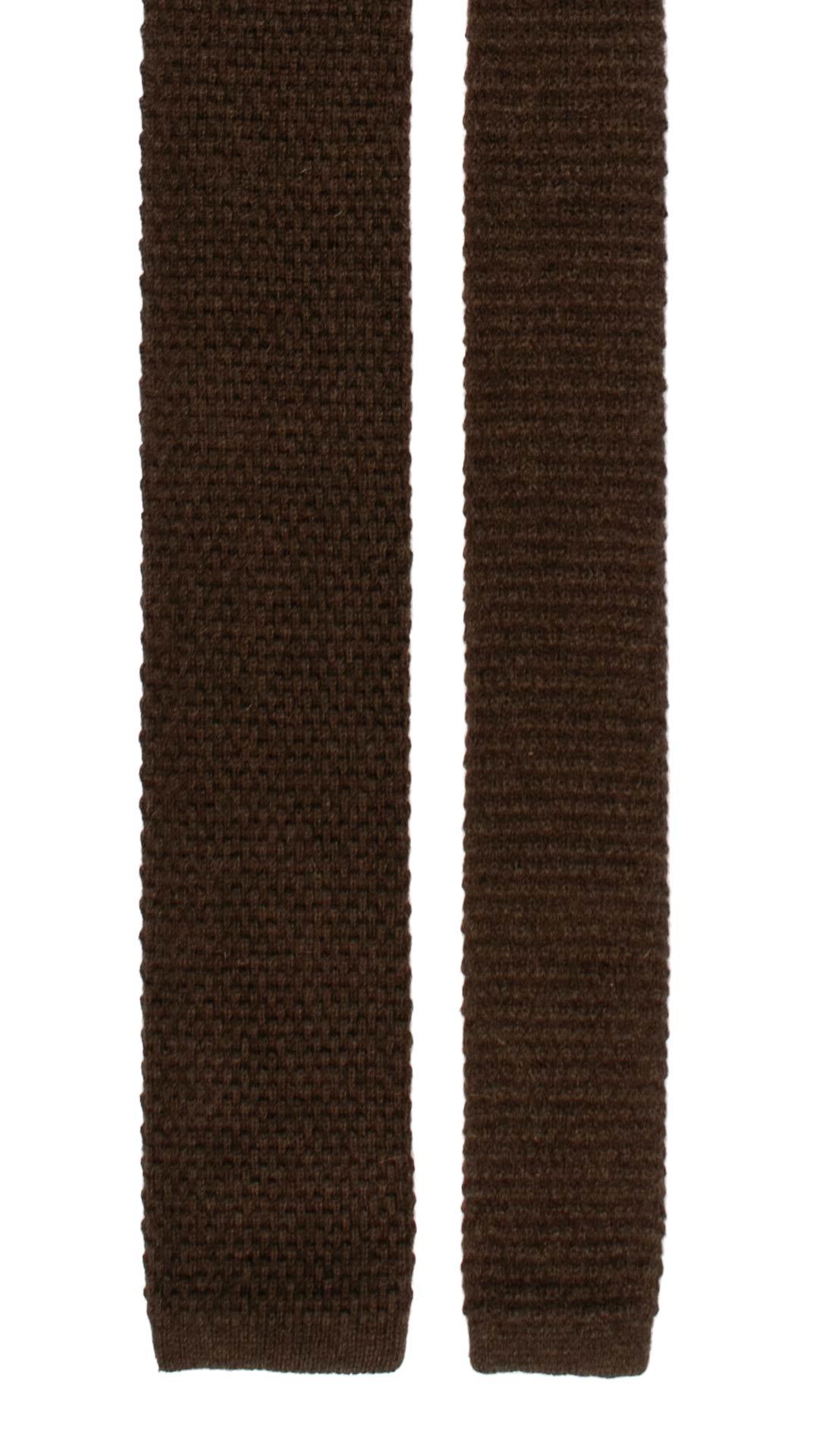 Cravatta Tricot in Maglia di Cashmere Marrone Scuro Tinta Unita TRI458 Made in Italy Graffeo Cravatte Pala
