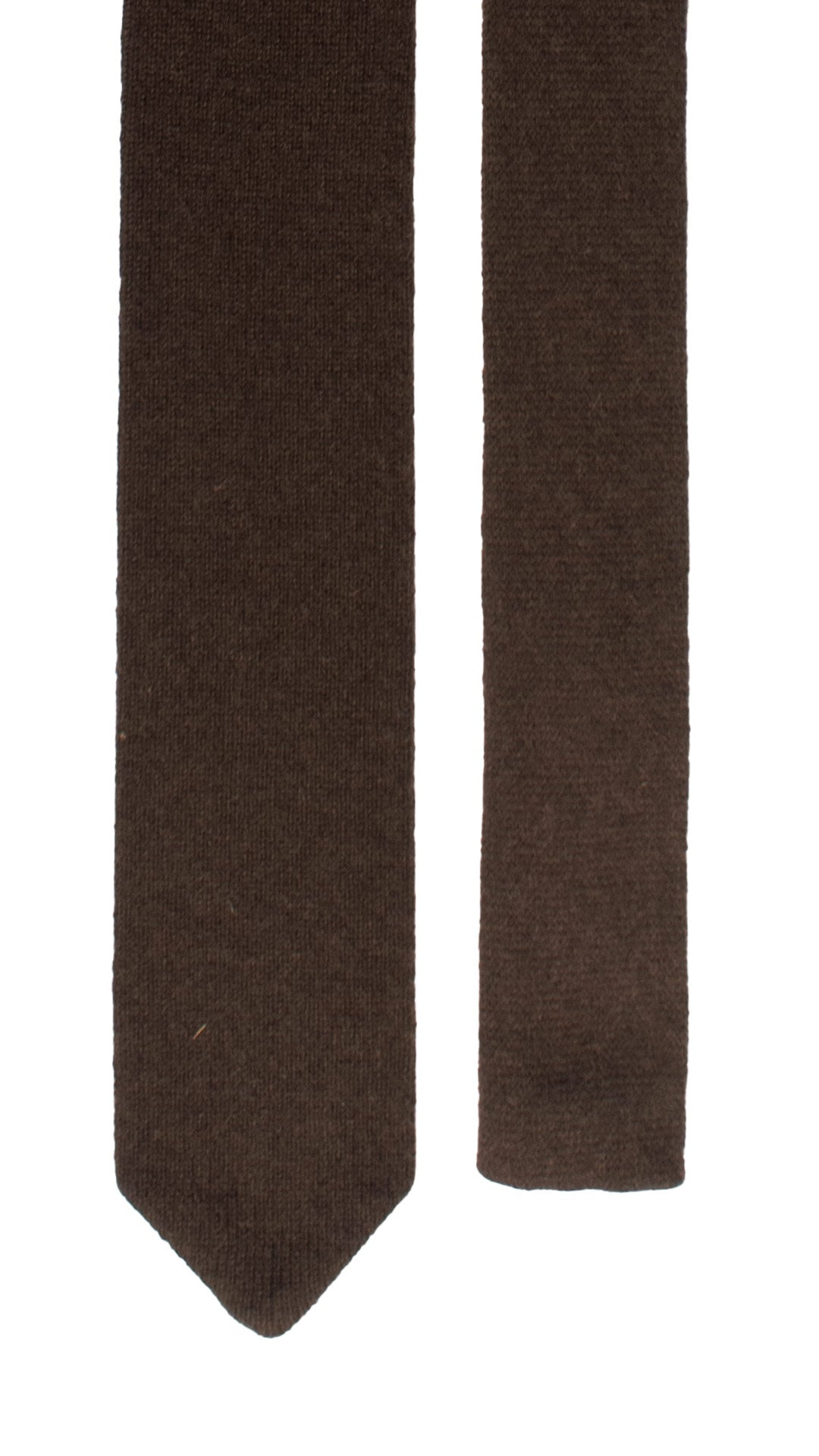 Cravatta Tricot in Maglia di Cashmere Marrone Tinta Unita TRI516 Made in Italy Graffeo Cravatte Pala