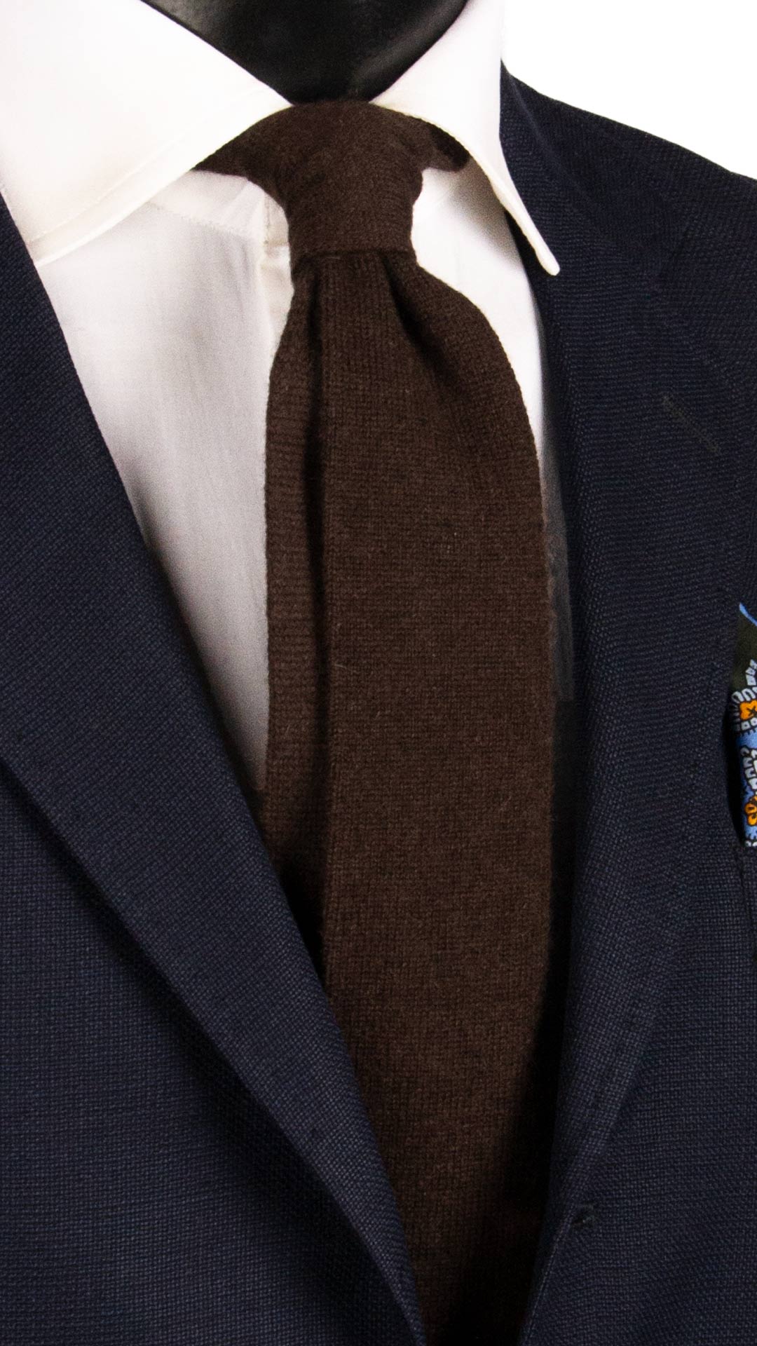 Cravatta Tricot in Maglia di Cashmere Marrone Tinta Unita TRI516 Made in Italy Graffeo Cravatte