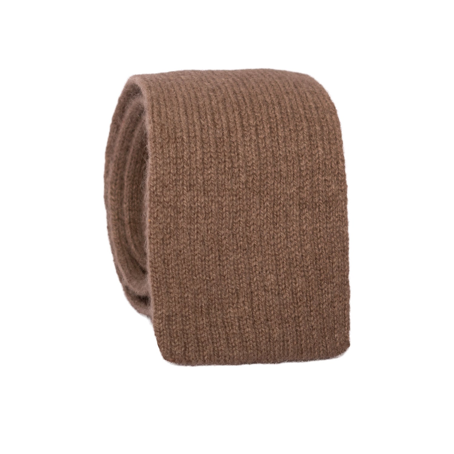 Cravatta Tricot in Maglia di Cashmere Tortora Tinta Unita TRI501 Made in Italy Graffeo Cravatte Rotolo