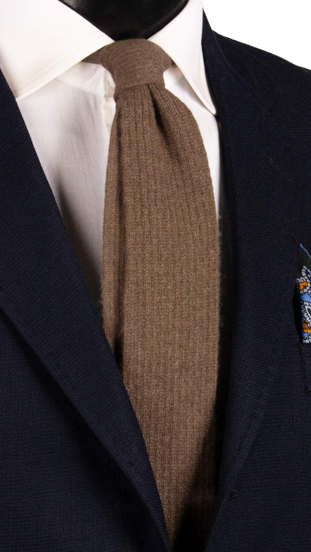 Cravatta Tricot in Maglia di Cashmere Tortora Tinta Unita TRI501 Made in Italy Graffeo Cravatte