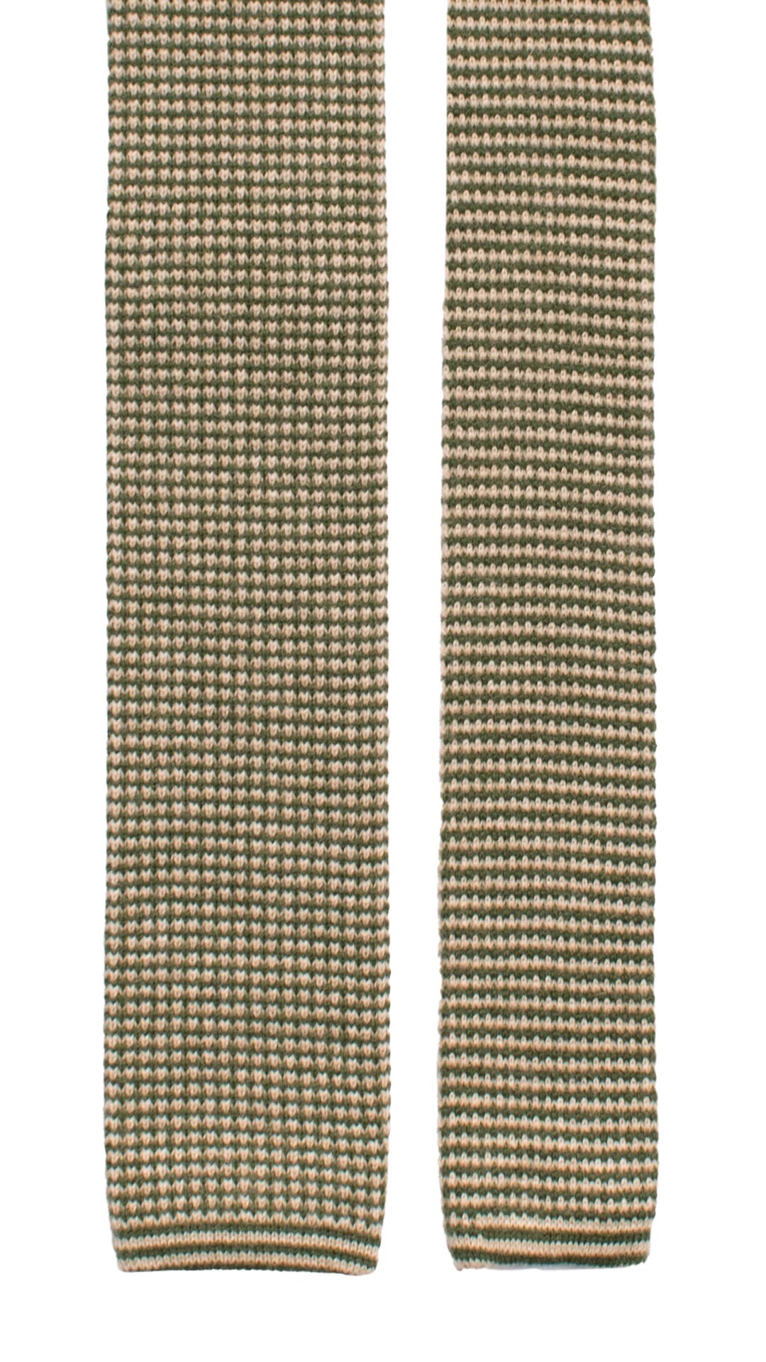 Cravatta Tricot in Maglia di Cashmere Verde Beige Fantasia TRI493 Made in Italy Graffeo Cravatte Pala