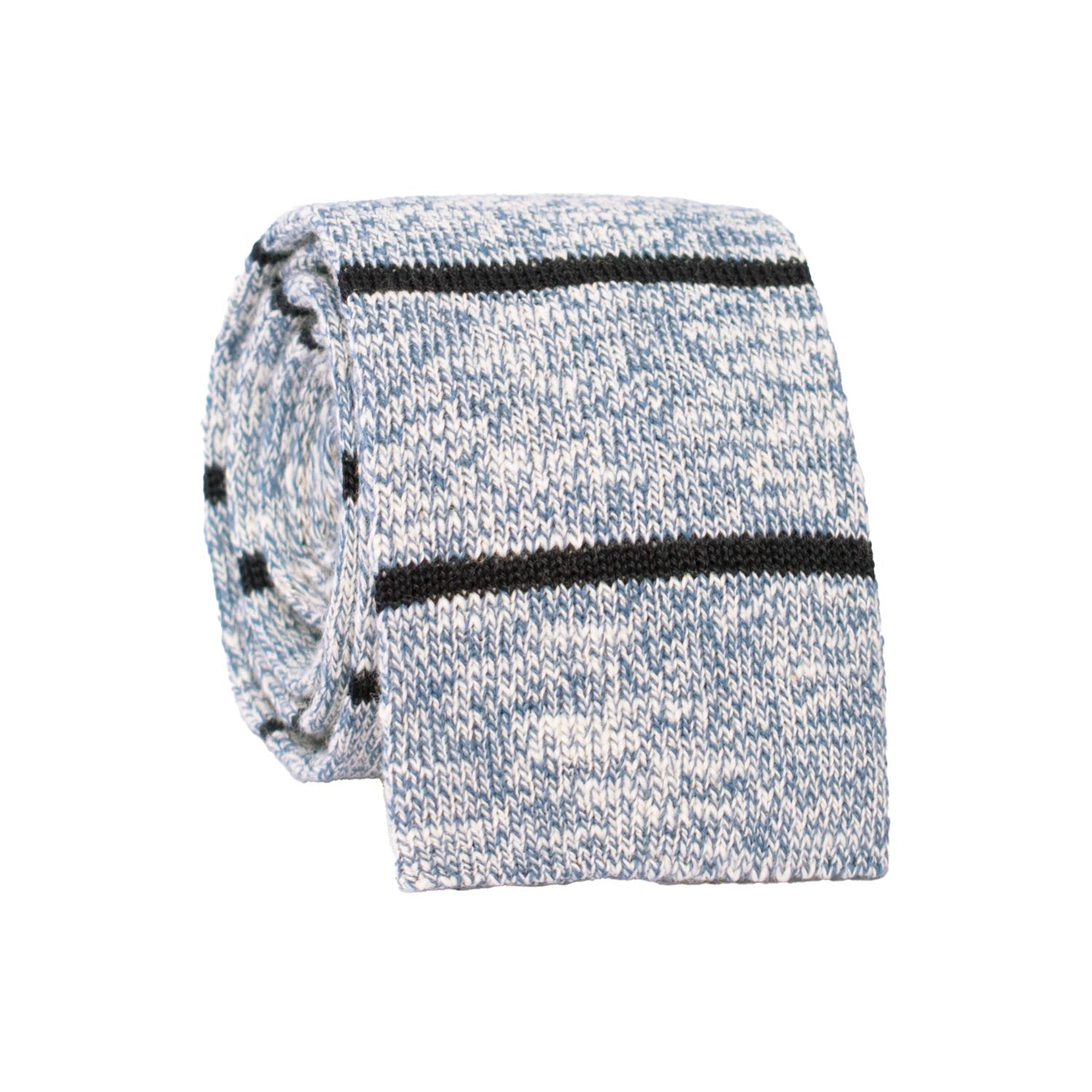 Cravatta Tricot in Maglia di Cotone Avio Bianca con Righe Blu TRI918 Graffeo Cravatte Made in Italy Rotolo
