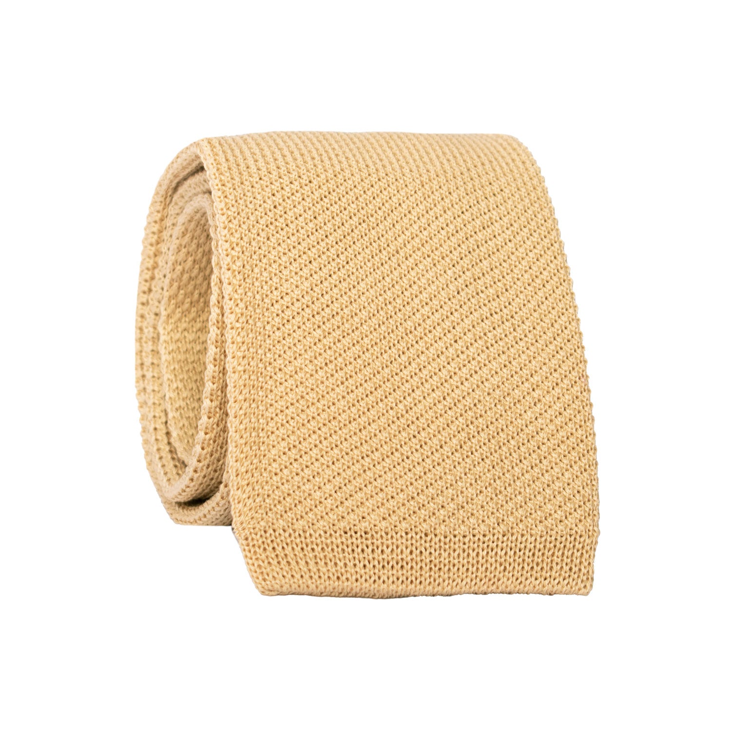 Cravatta Tricot in Maglia di Cotone Beige Chiaro Tinta Unita TRI662 Graffeo Cravatte Made in Italy Rotolo