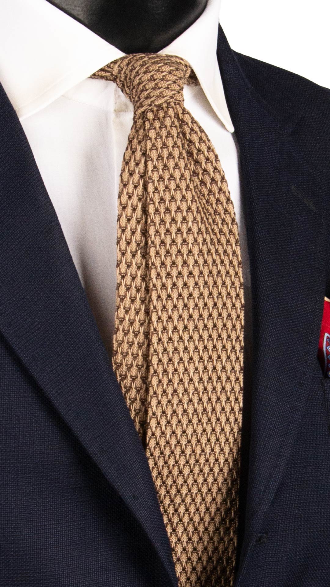 Cravatta Tricot in Maglia di Beige Fantasia Marrone TRI796 Graffeo Cravatte Made in Italy