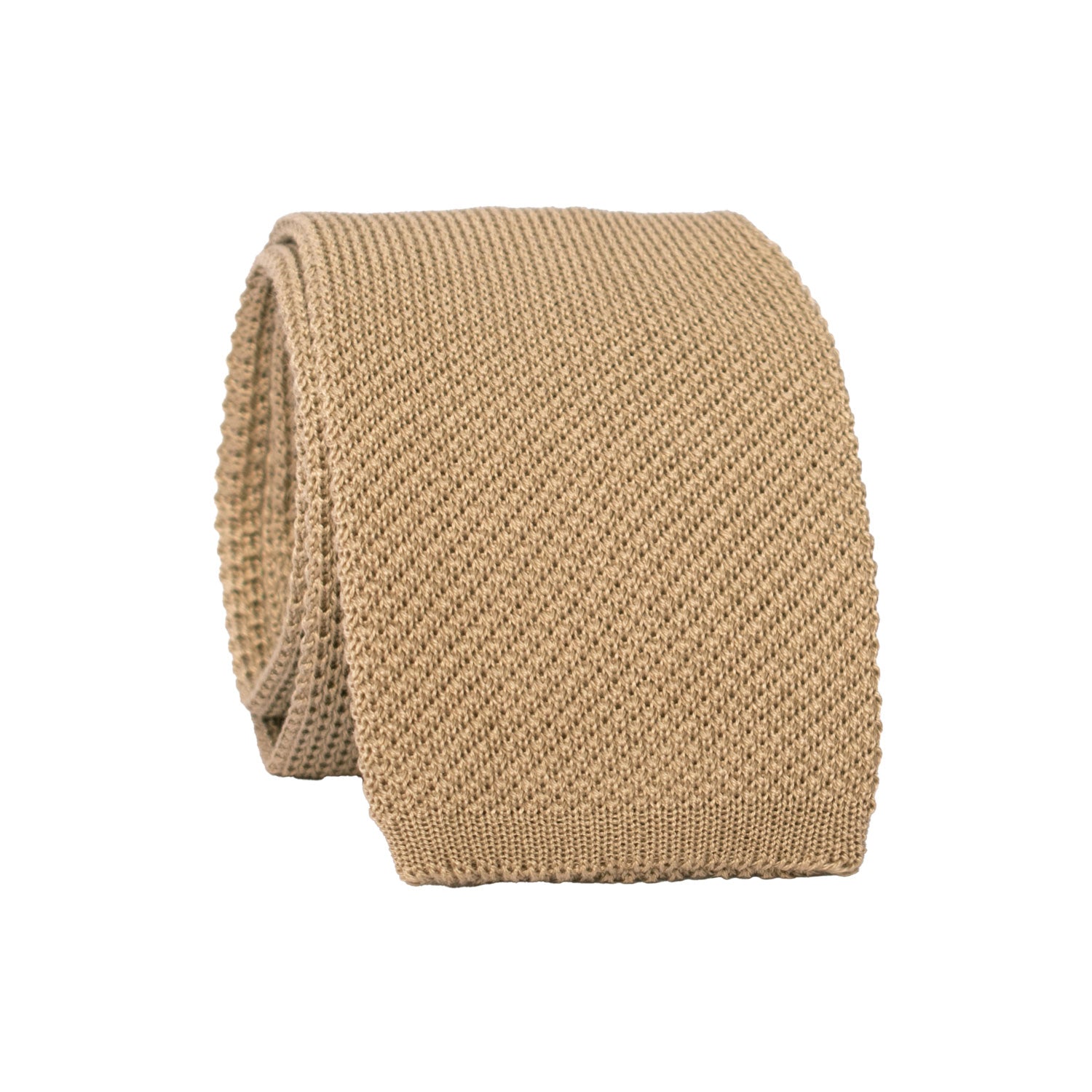 Cravatta Tricot in Maglia di Cotone Beige Tinta Unita TRI696 Graffeo Cravatte Made in Italy Rotolo