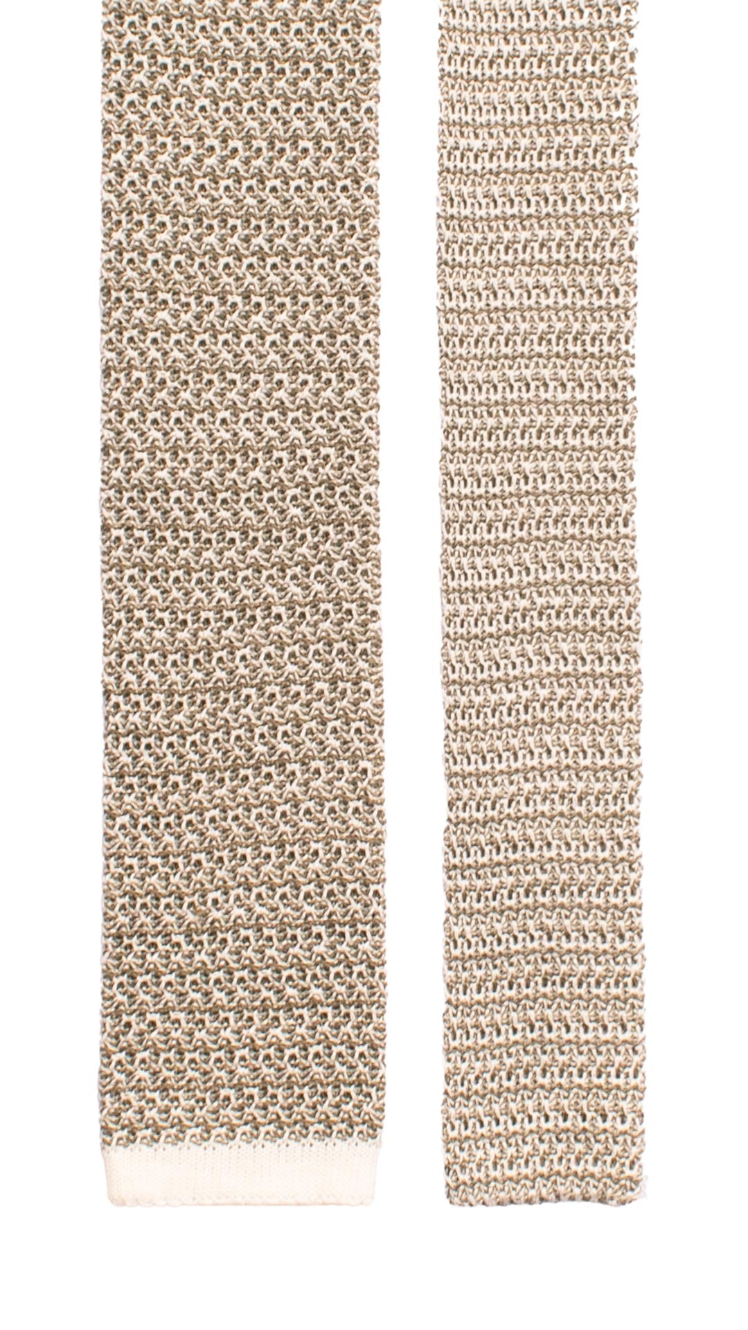 Cravatta Tricot in Maglia di Cotone Bianca Grigia Fantasia TRI719 Graffeo Cravatte Made in Italy Pala