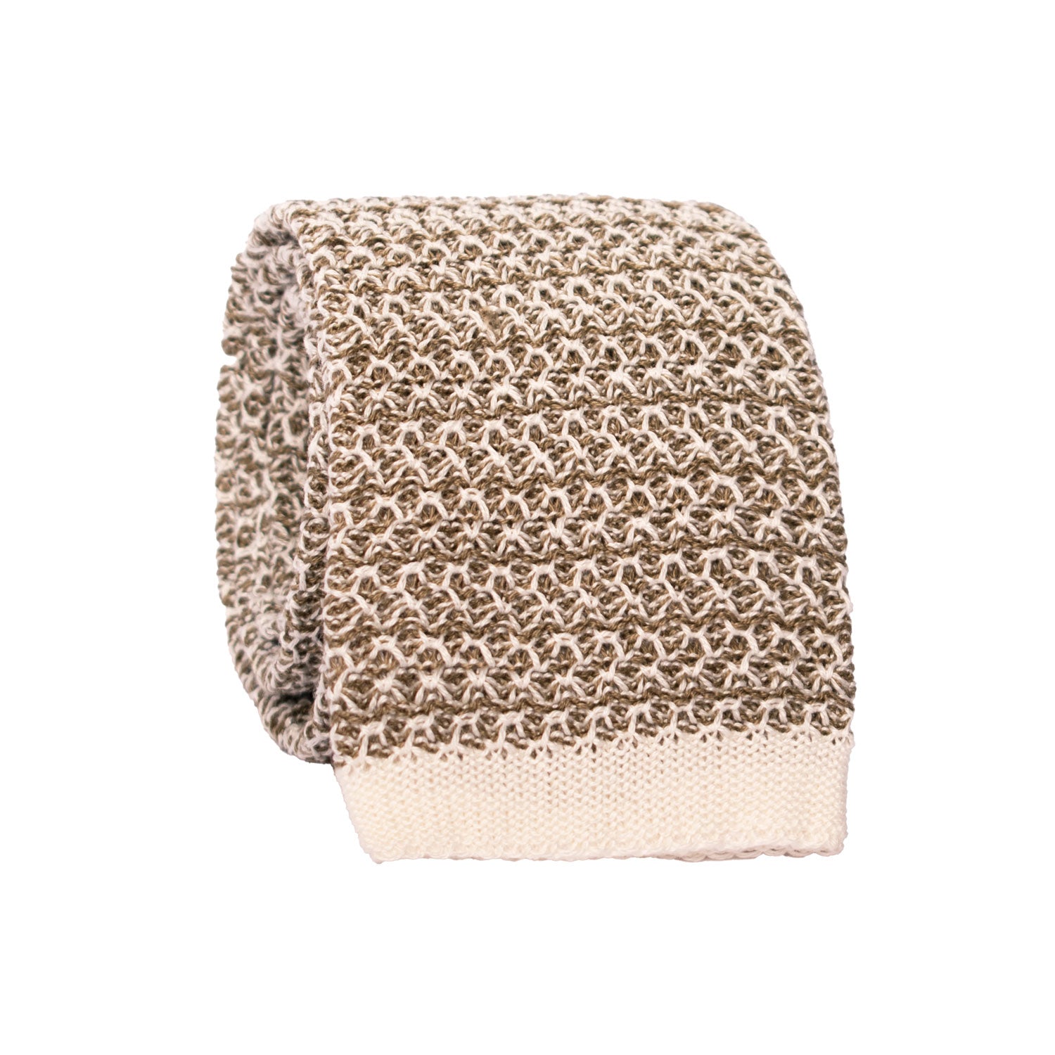 Cravatta Tricot in Maglia di Cotone Bianca Grigia Fantasia TRI719 Graffeo Cravatte Made in Italy Rotolo