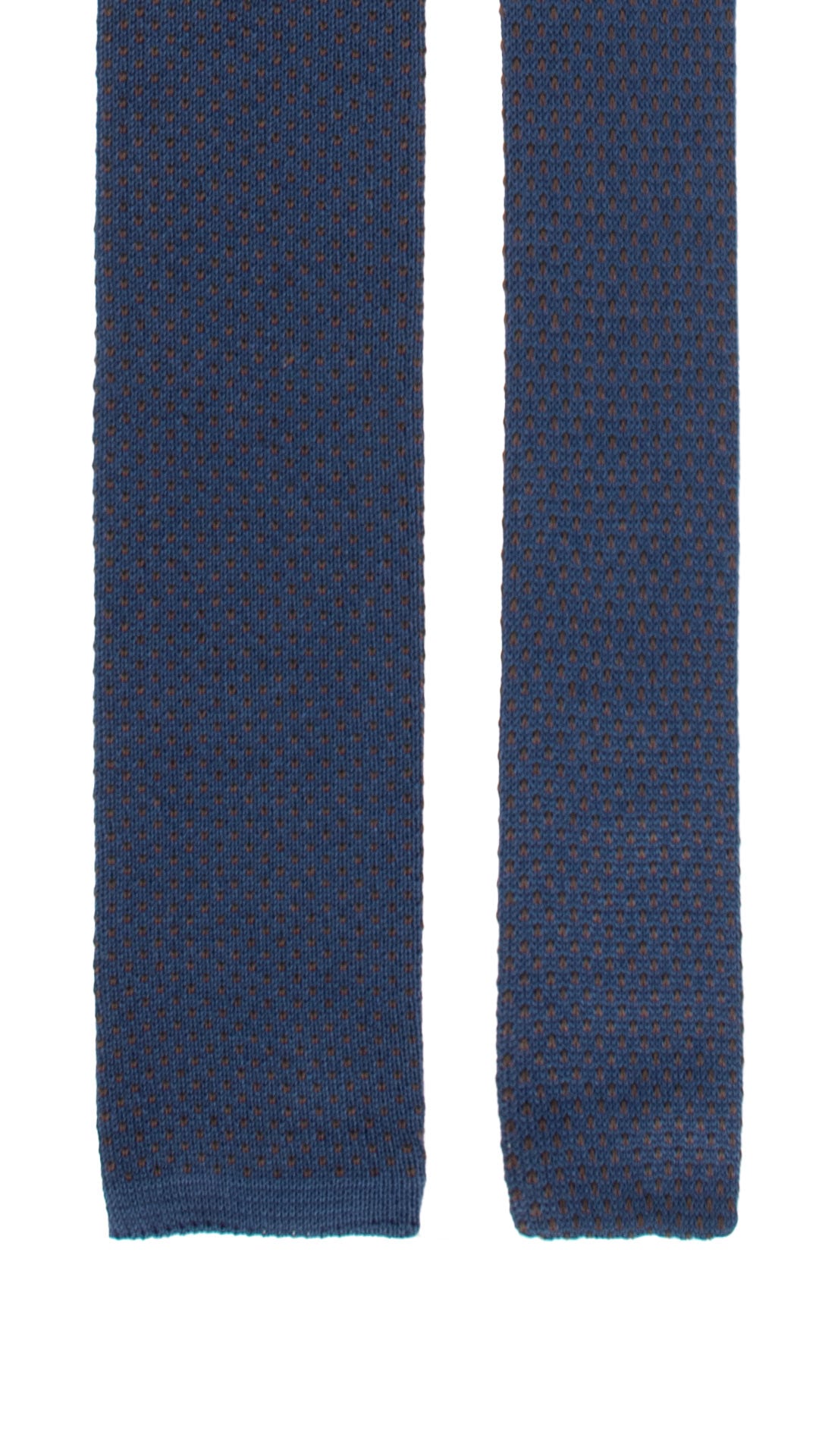 Cravatta Tricot in Maglia di Cotone Blu Fantasia Marrone TRI761 Graffeo Cravatte Made in Italy Pala
