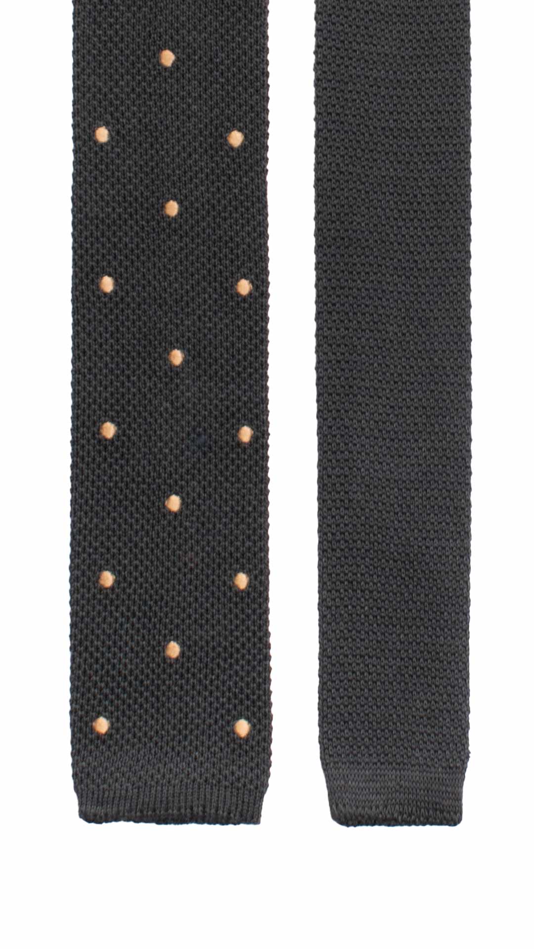 Cravatta Tricot in Maglia di Cotone Blu a Pois Marrone Chiaro TRI877 Graffeo Cravatte Made in Italy Pala