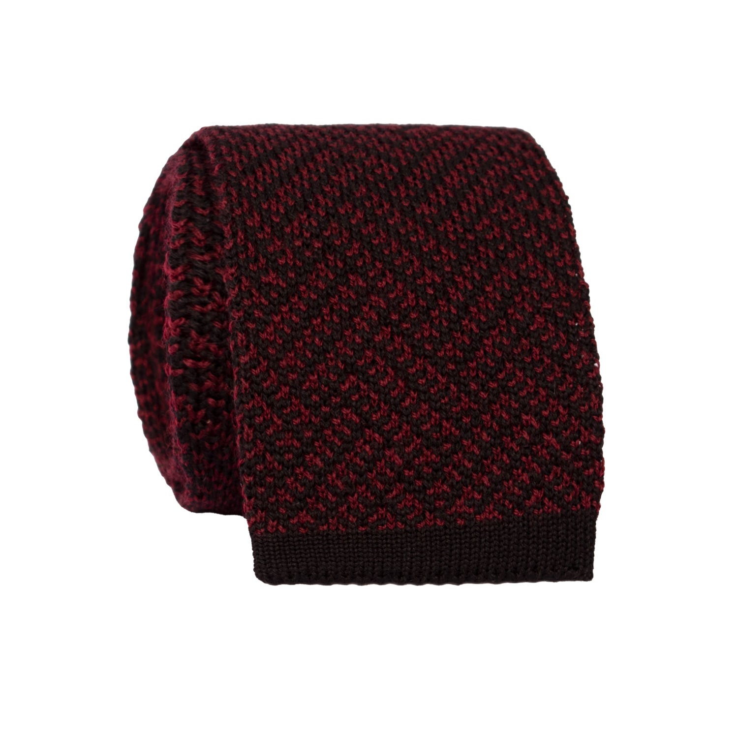 Cravatta Tricot in Maglia di Cotone Bordeaux Scuro Fantasia Nera TRI753 Graffeo Cravatte Made in Italy Rotolo