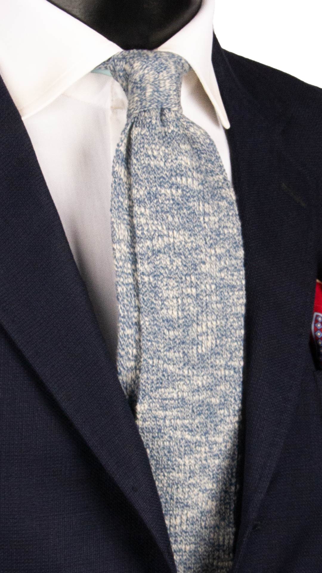 Cravatta Tricot in Maglia di Cotone Celeste Bianca Fantasia TRI706 Graffeo Cravatte Made in Italy