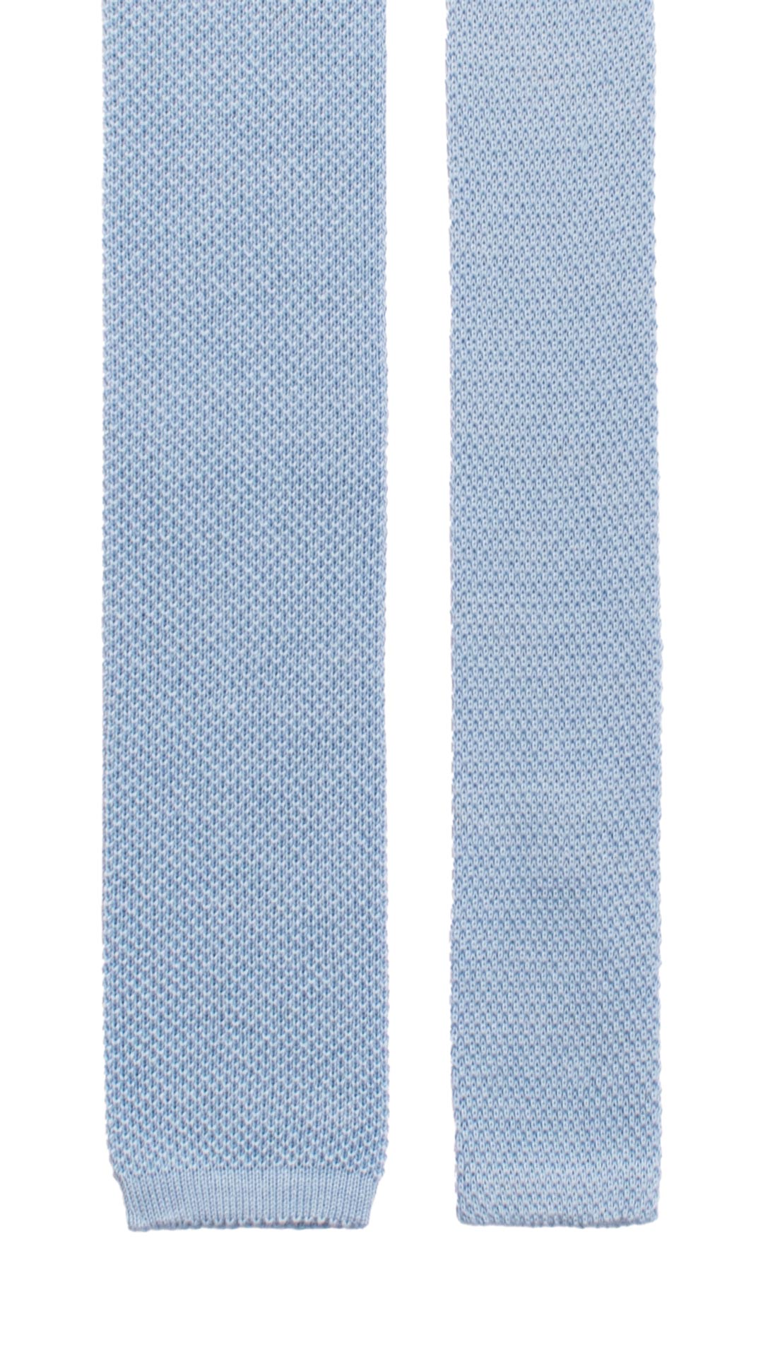 Cravatta Tricot in Maglia di Cotone Celeste Tinta Unita TRI721 Graffeo Cravatte Made in Italy Pala