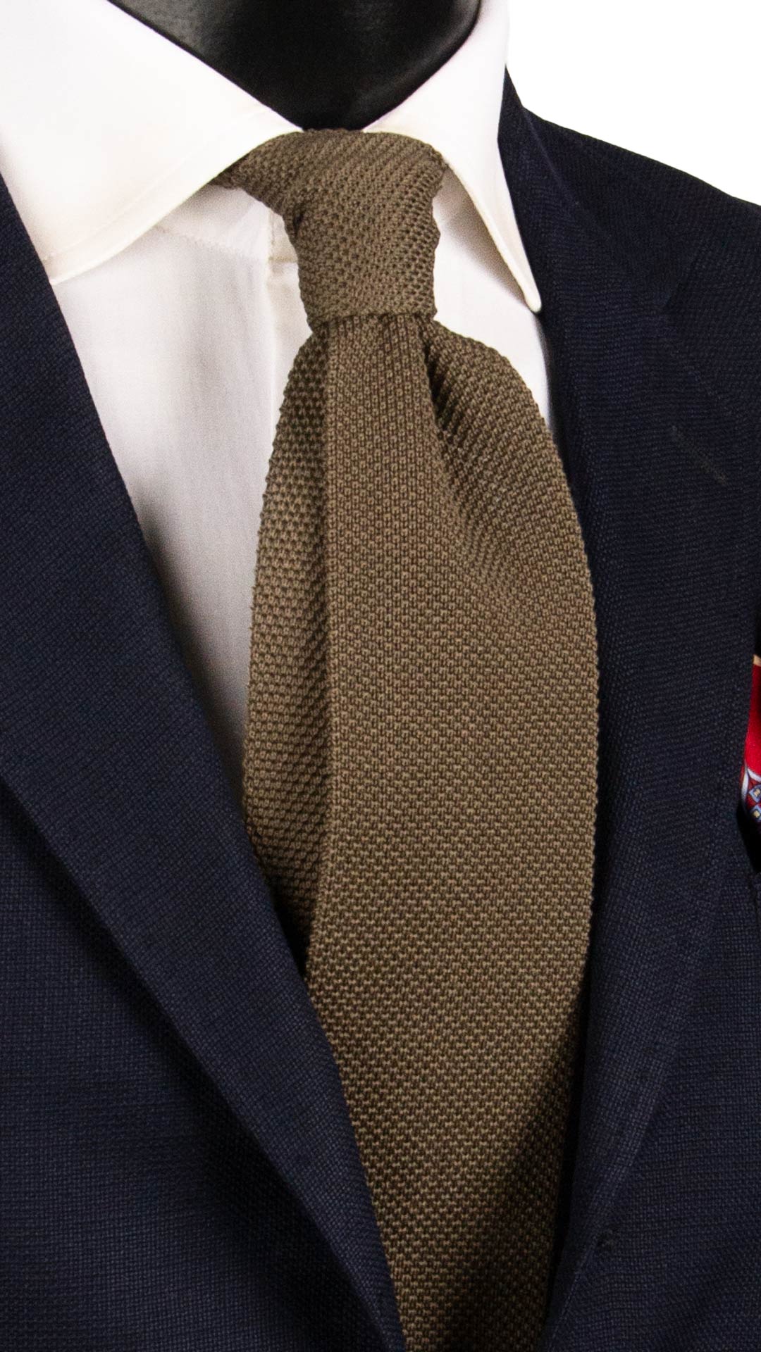 Cravatta Tricot in Maglia di Cotone Color Fango Tinta Unita TRI702 Graffeo Cravatte Made in Italy