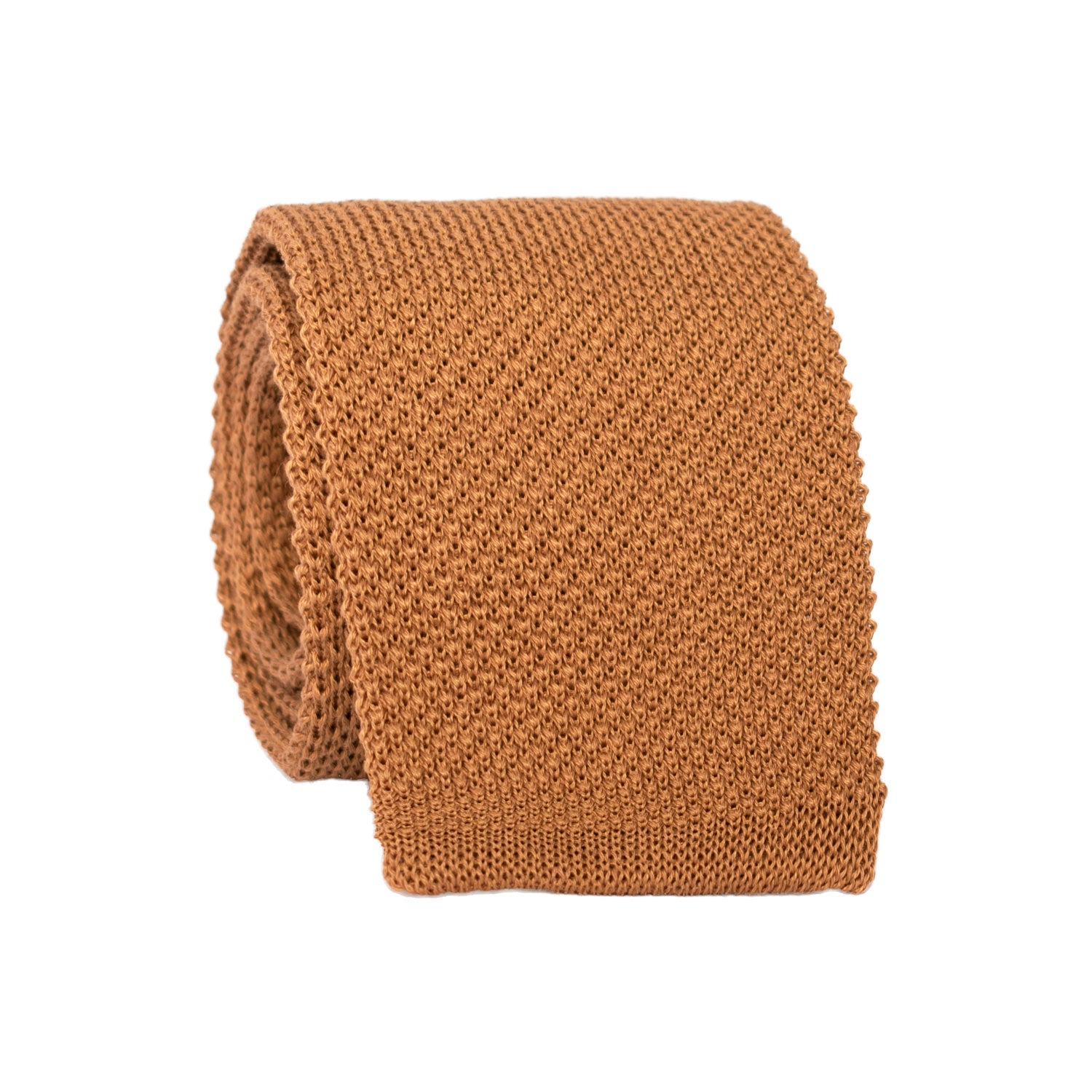 Cravatta Tricot in Maglia di Cotone Color Tabacco Tinta Unita TRI661 Graffeo Cravatte Made in Italy Rotolo