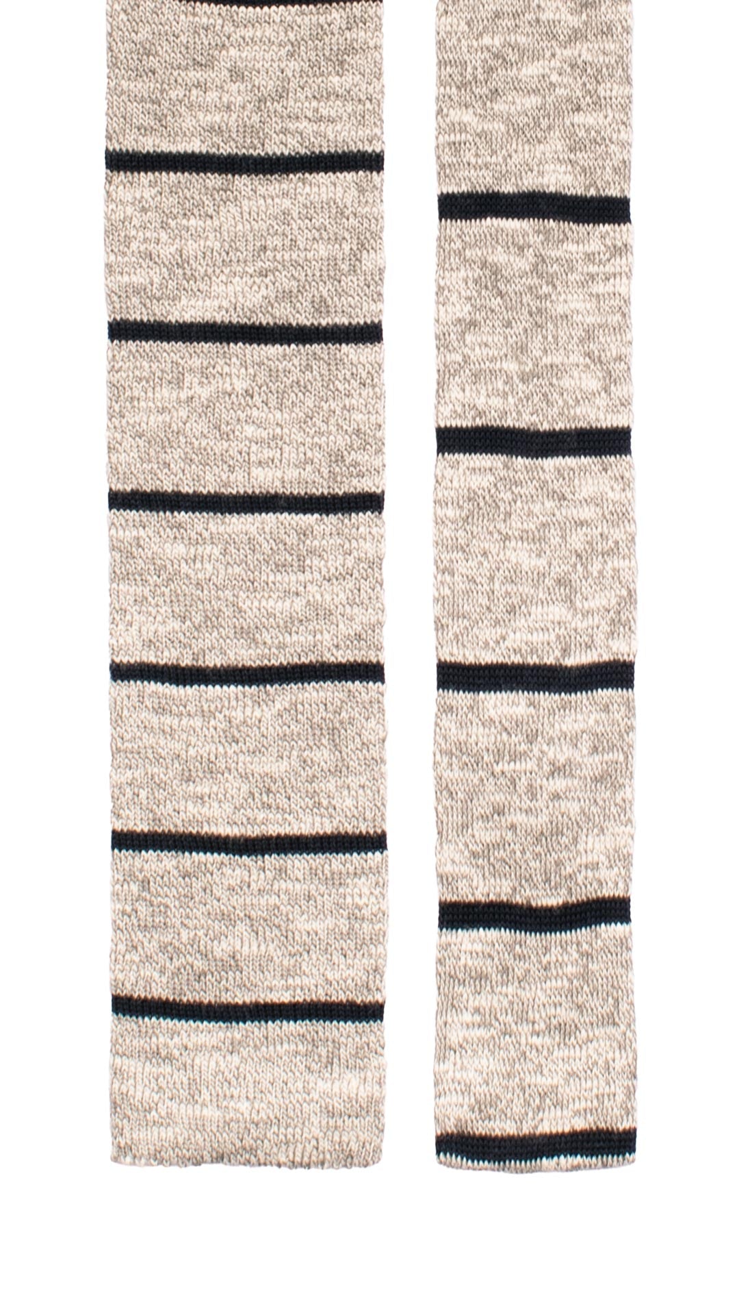 Cravatta Tricot in Maglia di Cotone Grigia Bianca con Righe Blu TRI919 Graffeo Cravatte Made in Italy Pala