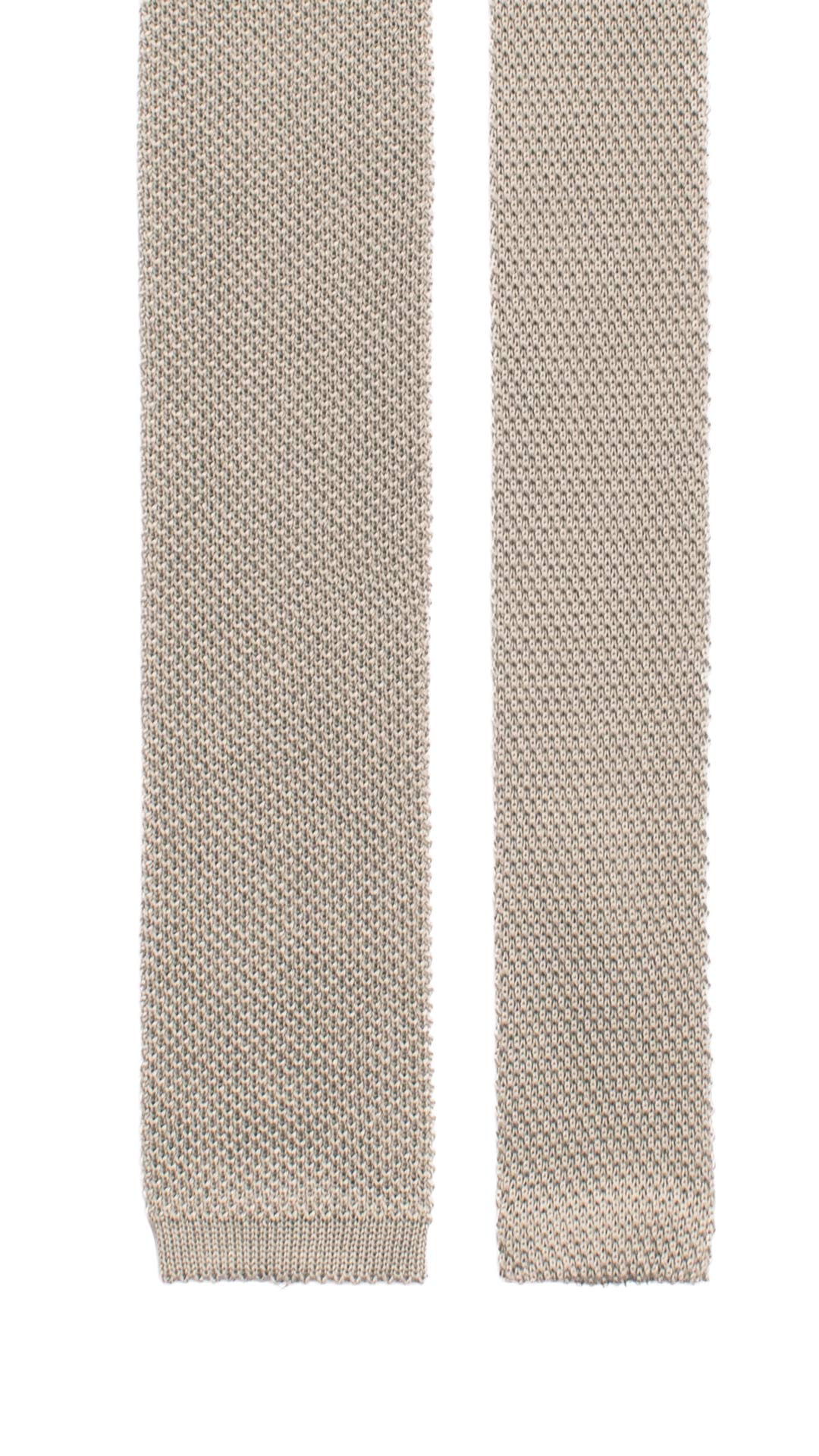 Cravatta Tricot in Maglia di Cotone Grigio Chiaro Tinta Unita TRI684 Graffeo Cravatte Made in Italy Pala