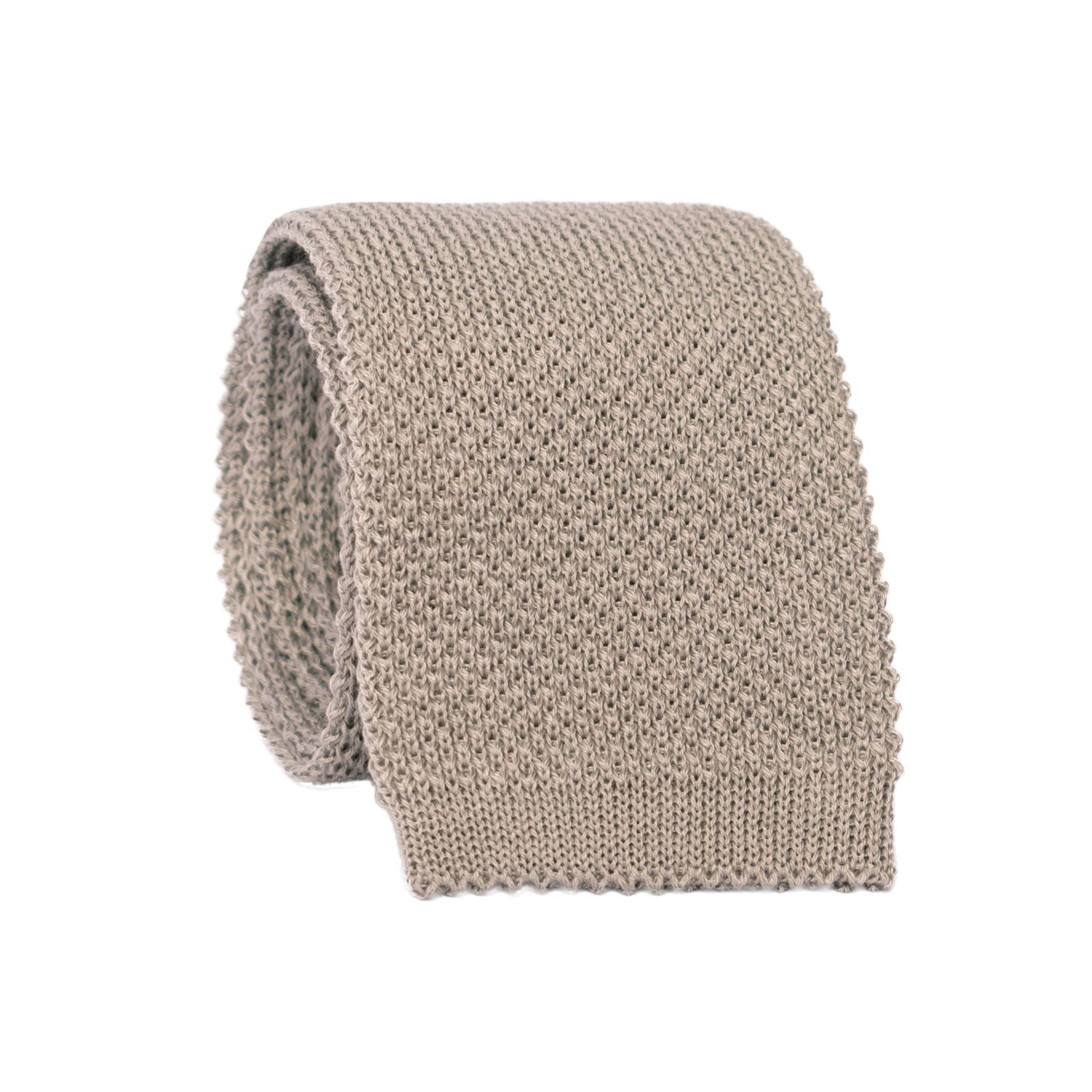 Cravatta Tricot in Maglia di Cotone Grigio Chiaro Tinta Unita TRI684 Graffeo Cravatte Made in Italy Rotolo