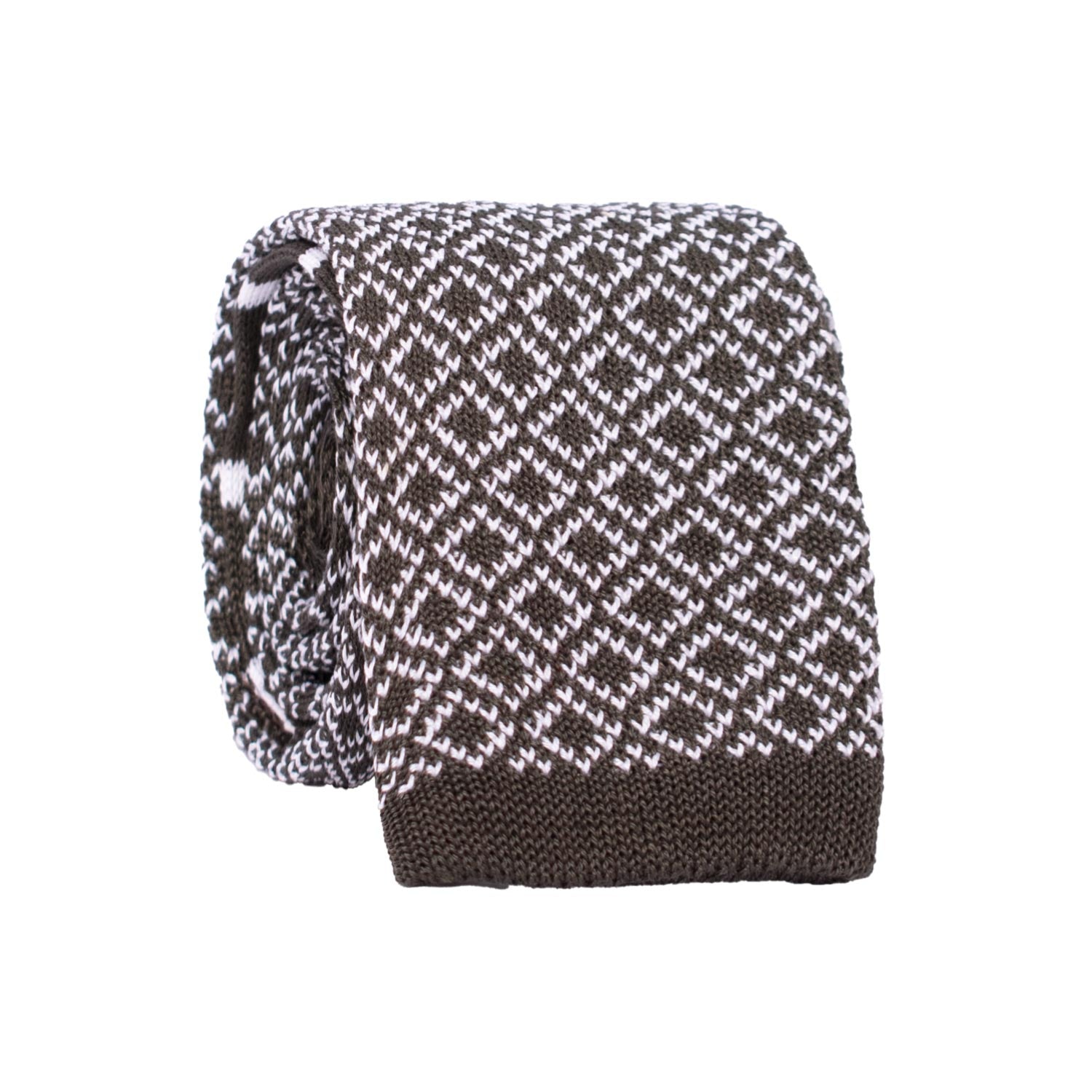 Cravatta Tricot in Maglia di Cotone Grigio Scuro Fantasia Bianca Pala Piccola in Contrasto TRI912 Graffeo Cravatte Made in Italy Rotolo