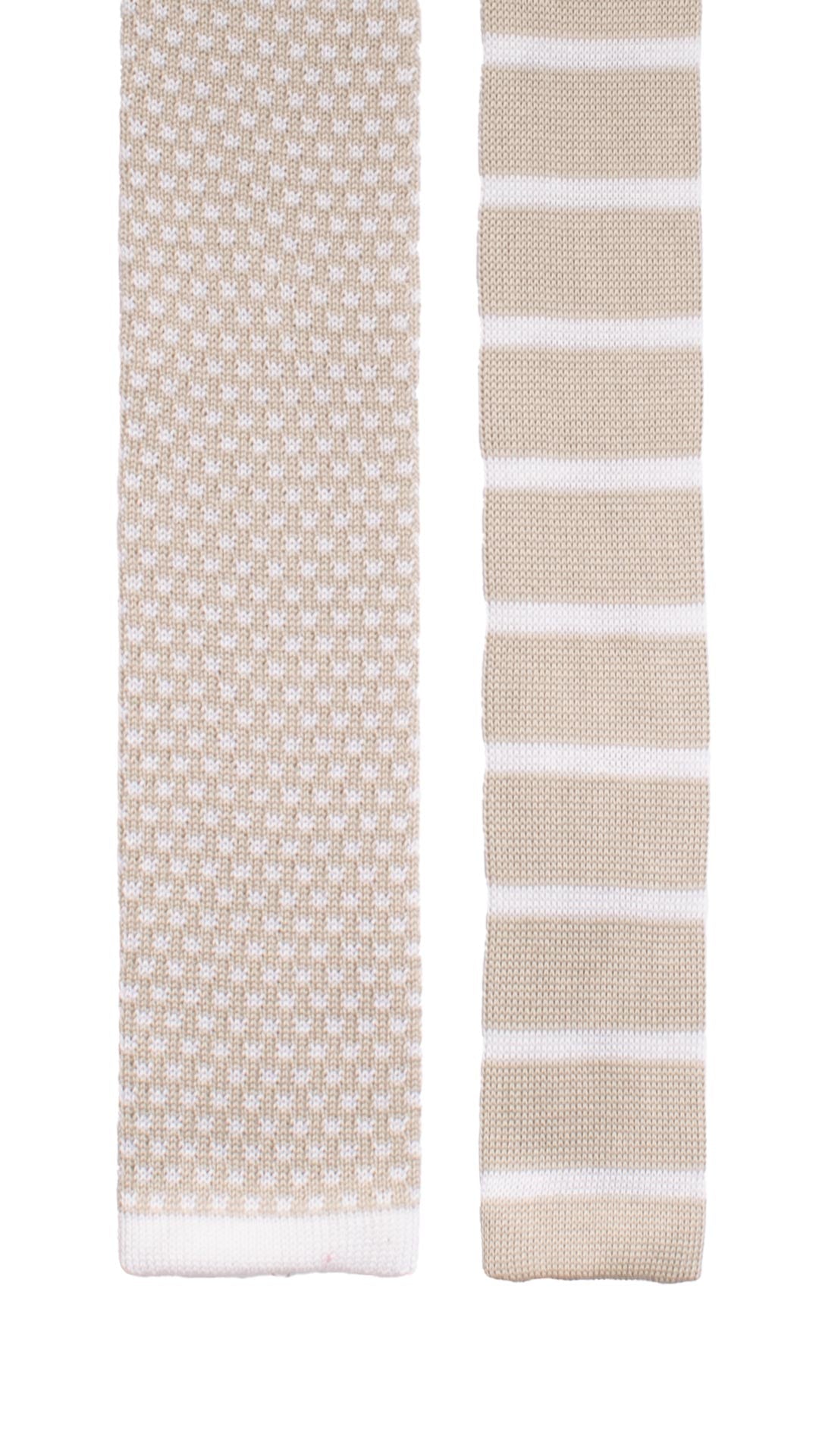 Cravatta Tricot in Maglia di Cotone Grigio Tortora Fantasia Bianca Pala Piccola in Contrasto TRI911 Graffeo Cravatte Made in Italy Pala