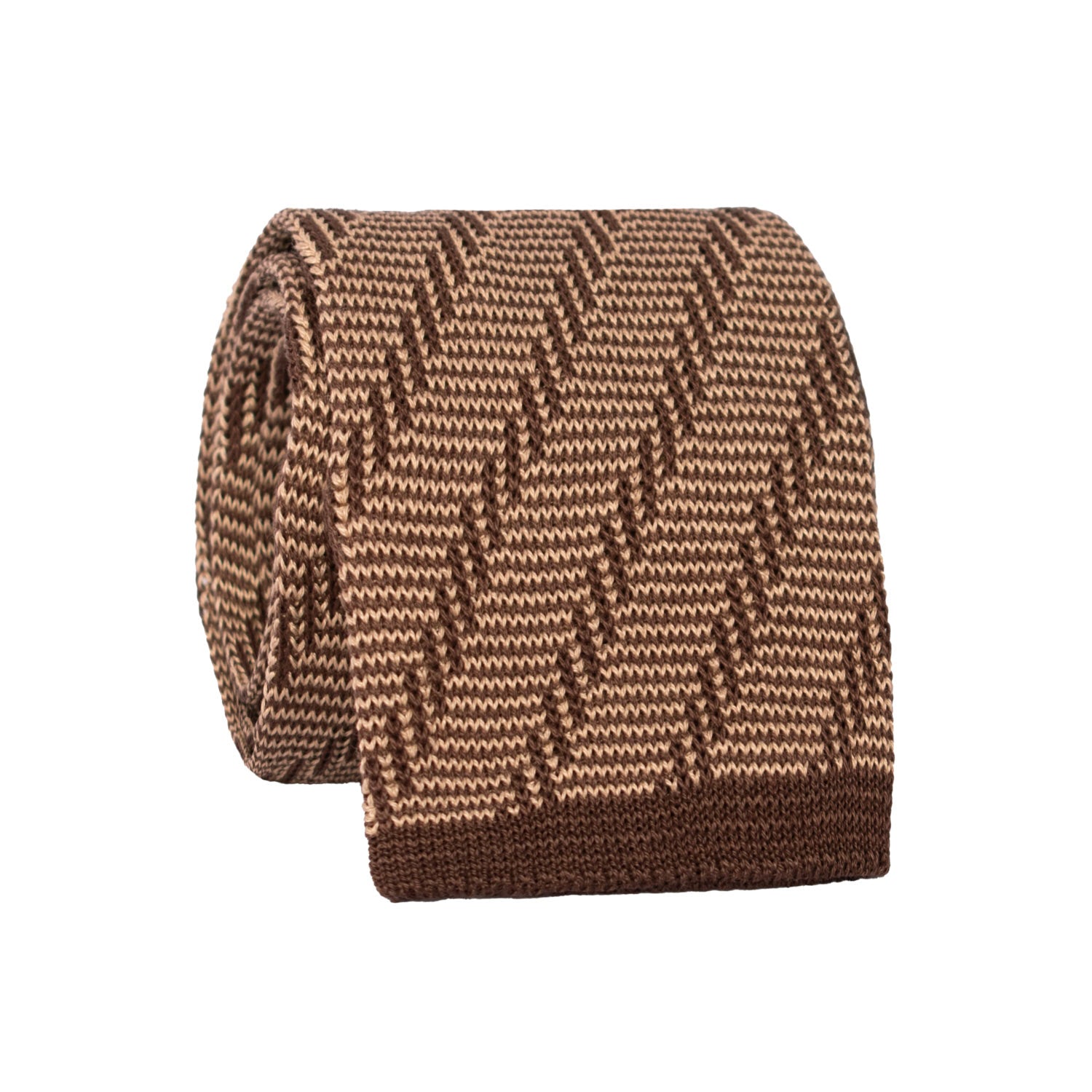 Cravatta Tricot in Maglia di Cotone Marrone Beige Fantasia TRI799 Graffeo Cravatte Made in Italy Rotolo