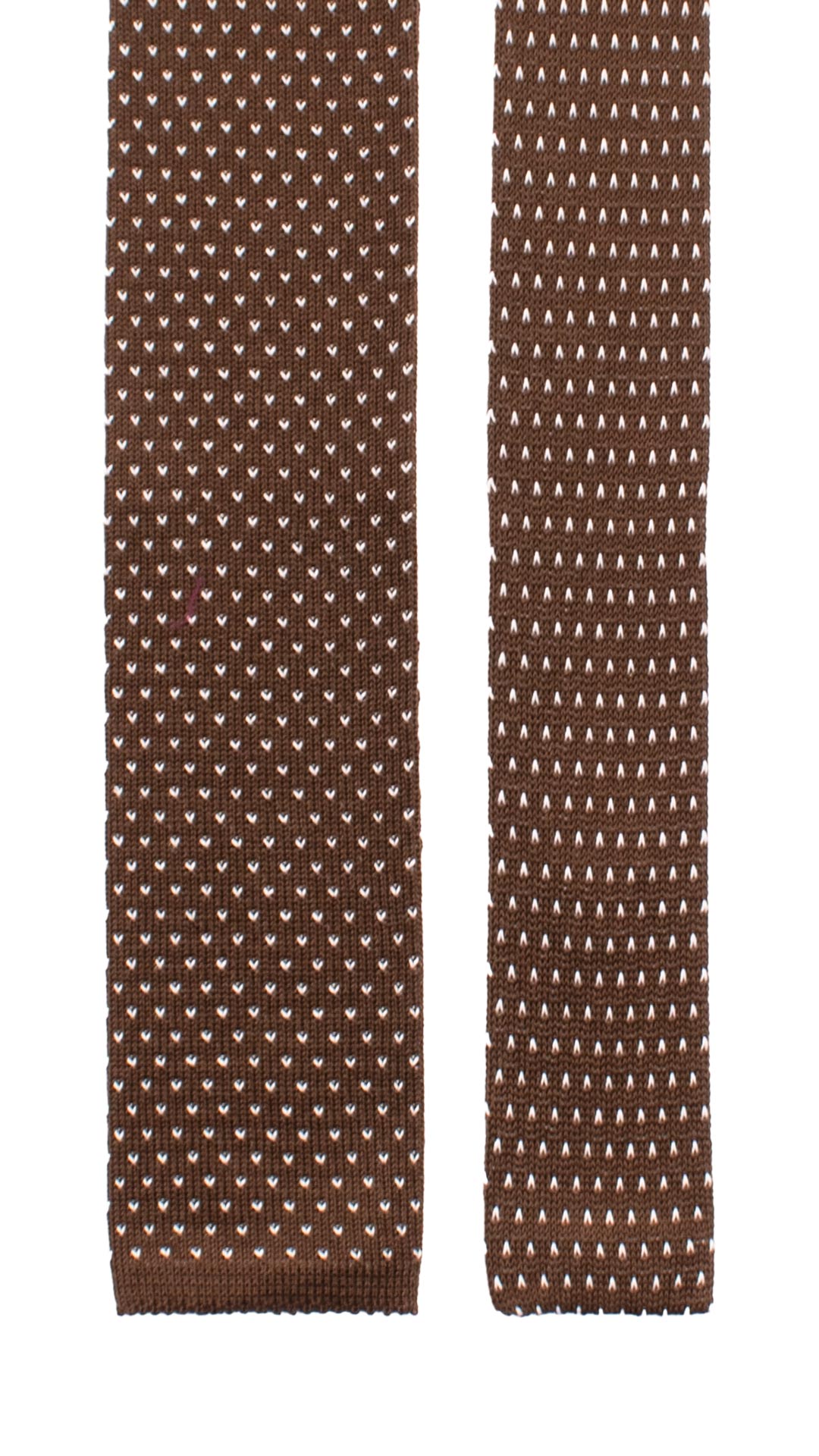 Cravatta Tricot in Maglia di Cotone Marrone Fantasia Bianca TRI722 Graffeo Cravatte Made in Italy Pala