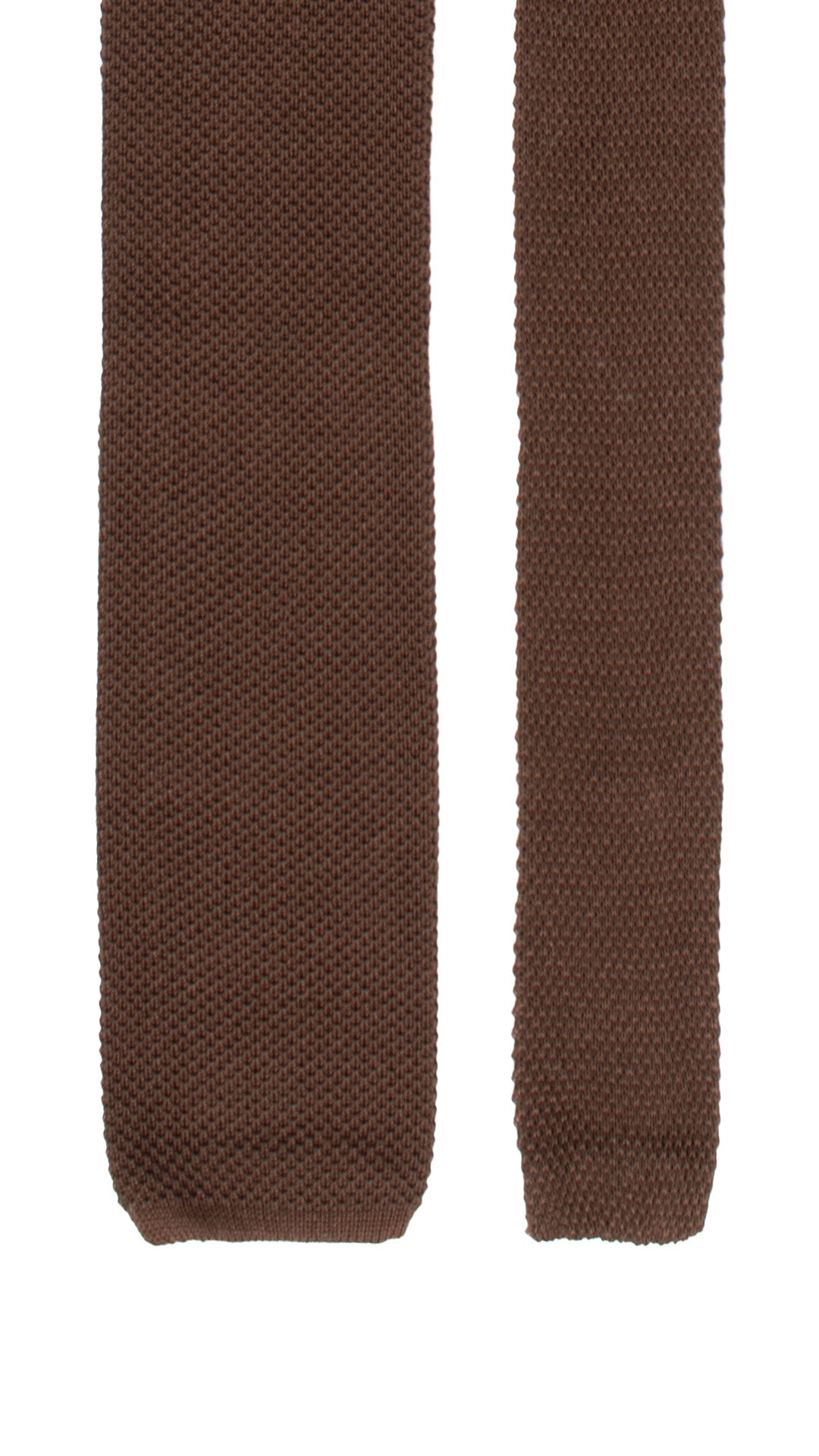 Cravatta Tricot in Maglia di Cotone Marrone Tinta Unita TRI759 Graffeo Cravatte Made in Italy Pala