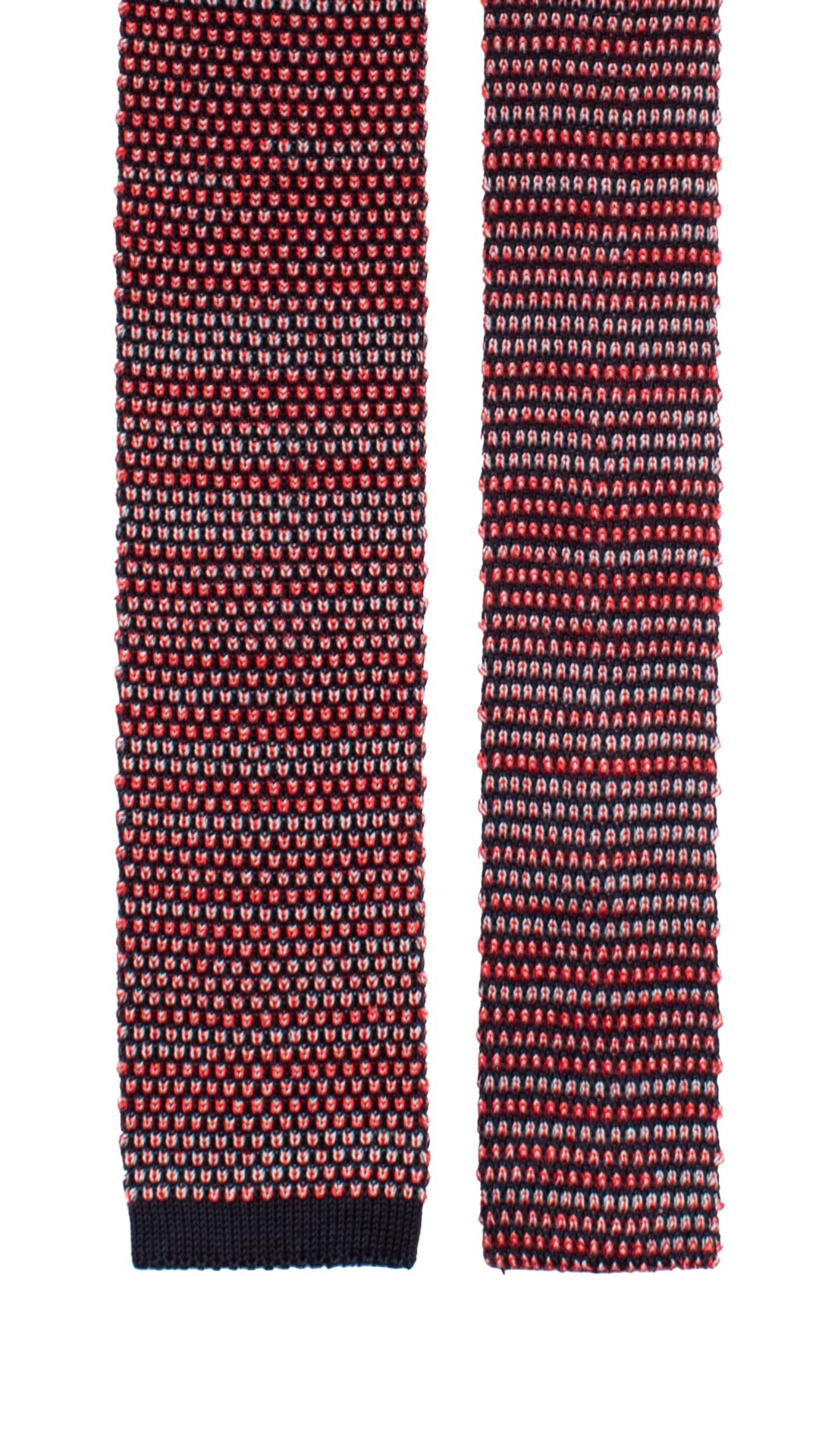 Cravatta Tricot in Maglia di Cotone Rossa Celeste Blu Fantasia TRI939 Graffeo Cravatte Made in Italy Pala