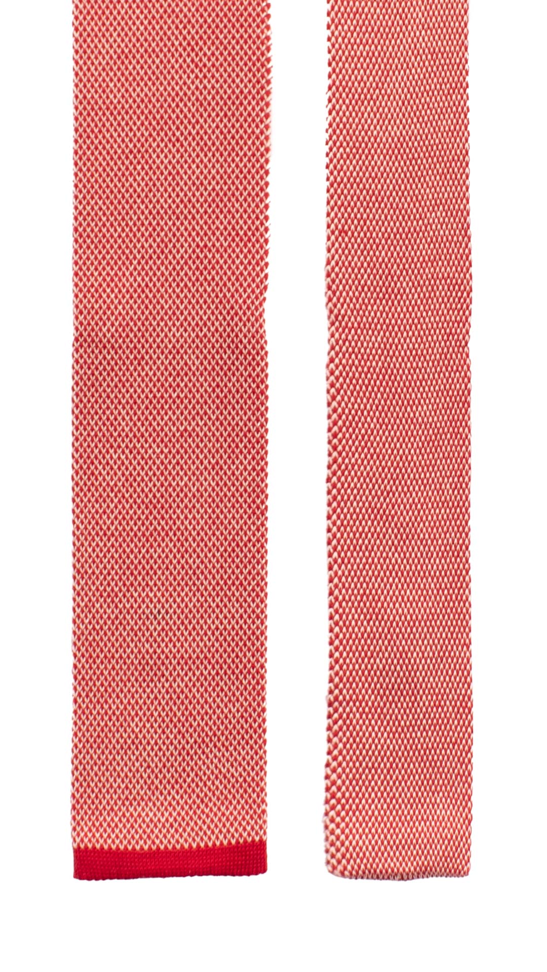 Cravatta Tricot in Maglia di Cotone Rossa Fantasia Bianca TRI700 Graffeo Cravatte Made in Italy Pala
