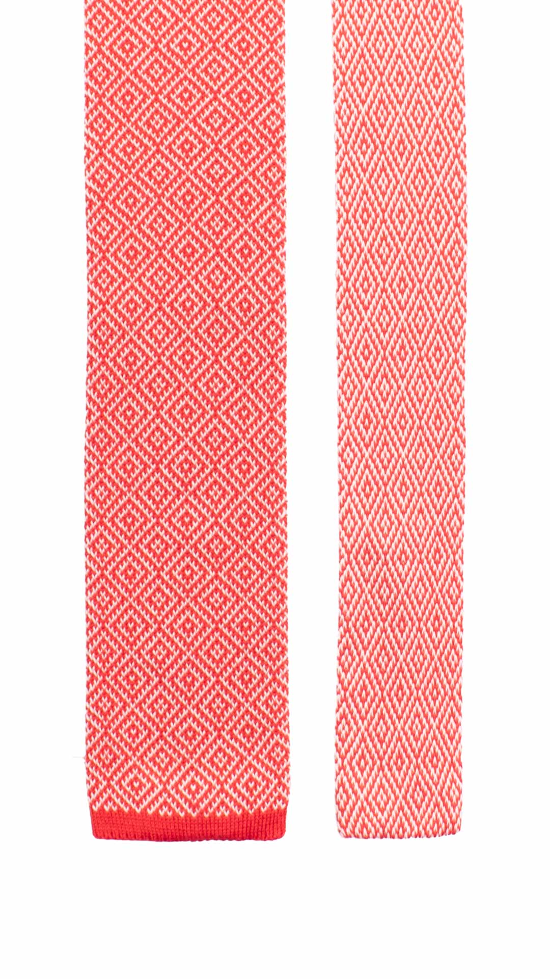 Cravatta Tricot in Maglia di Cotone Rossa Fantasia Bianca TRI741 Graffeo Cravatte Made in Italy Pala