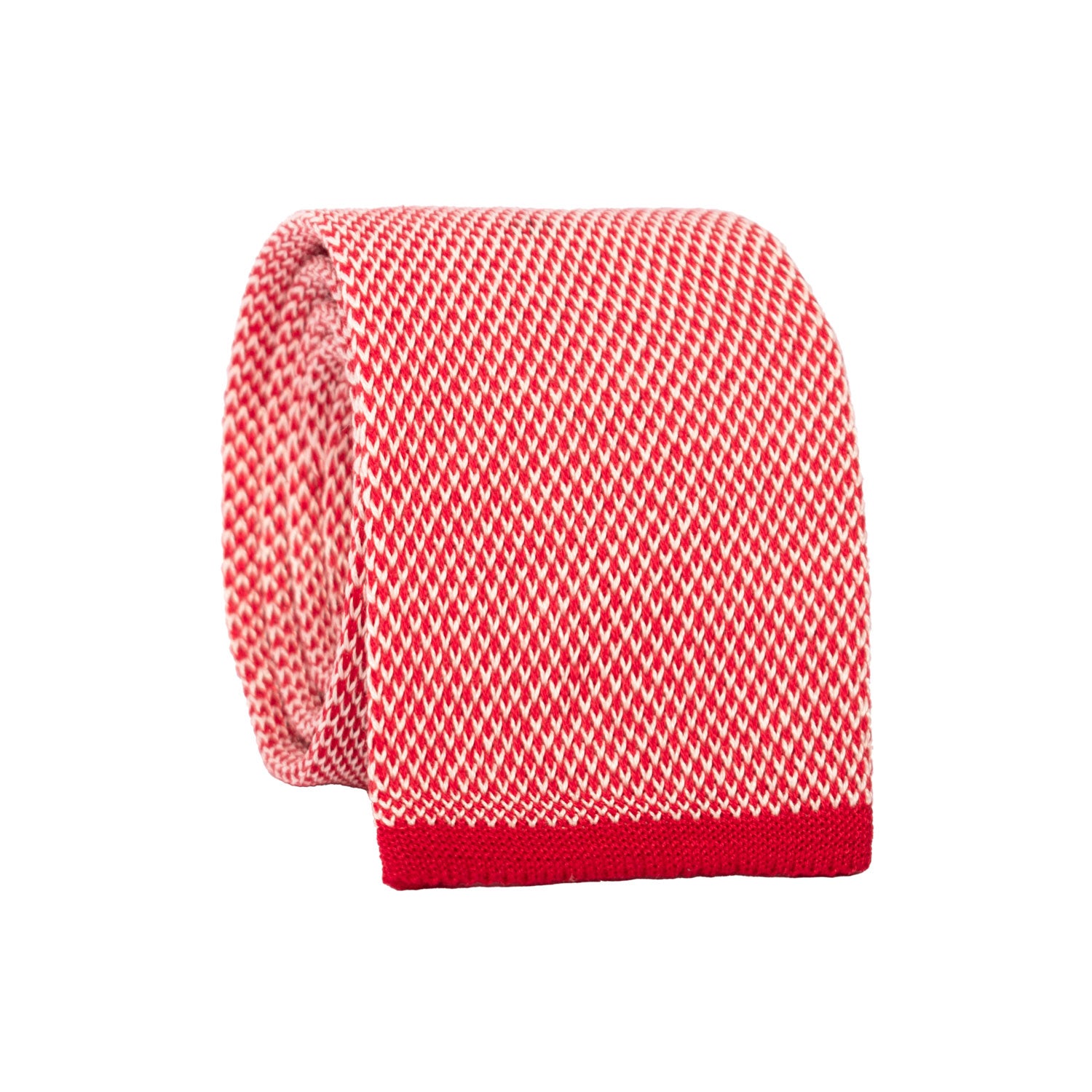 Cravatta Tricot in Maglia di Cotone Rossa Fantasia Bianca TRI700 Graffeo Cravatte Made in Italy Rotolo