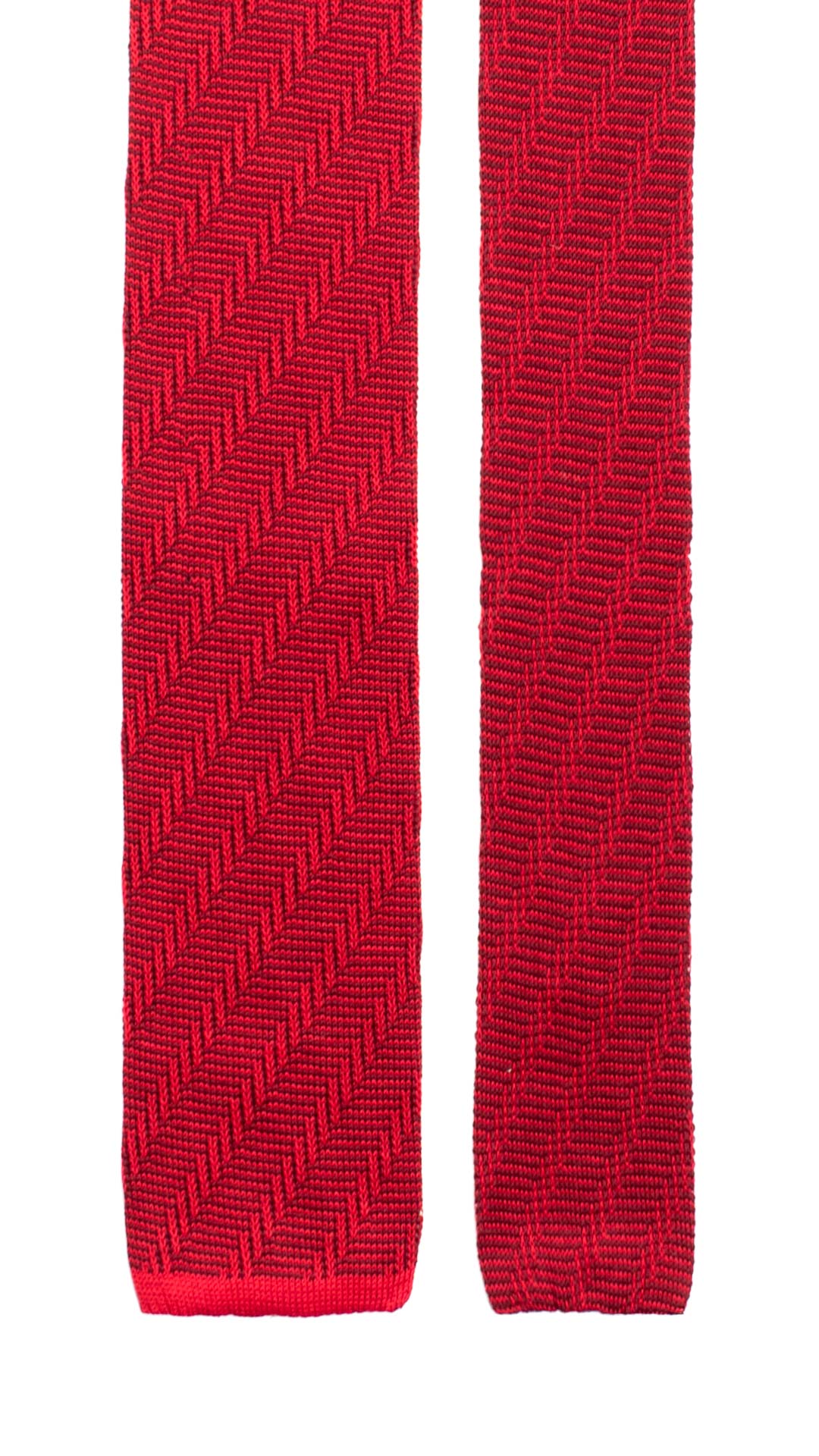 Cravatta Tricot in Maglia di Cotone Rossa Lisca di Pesce Bordeaux TRI659 Graffeo Cravatte Made in Italy Pala