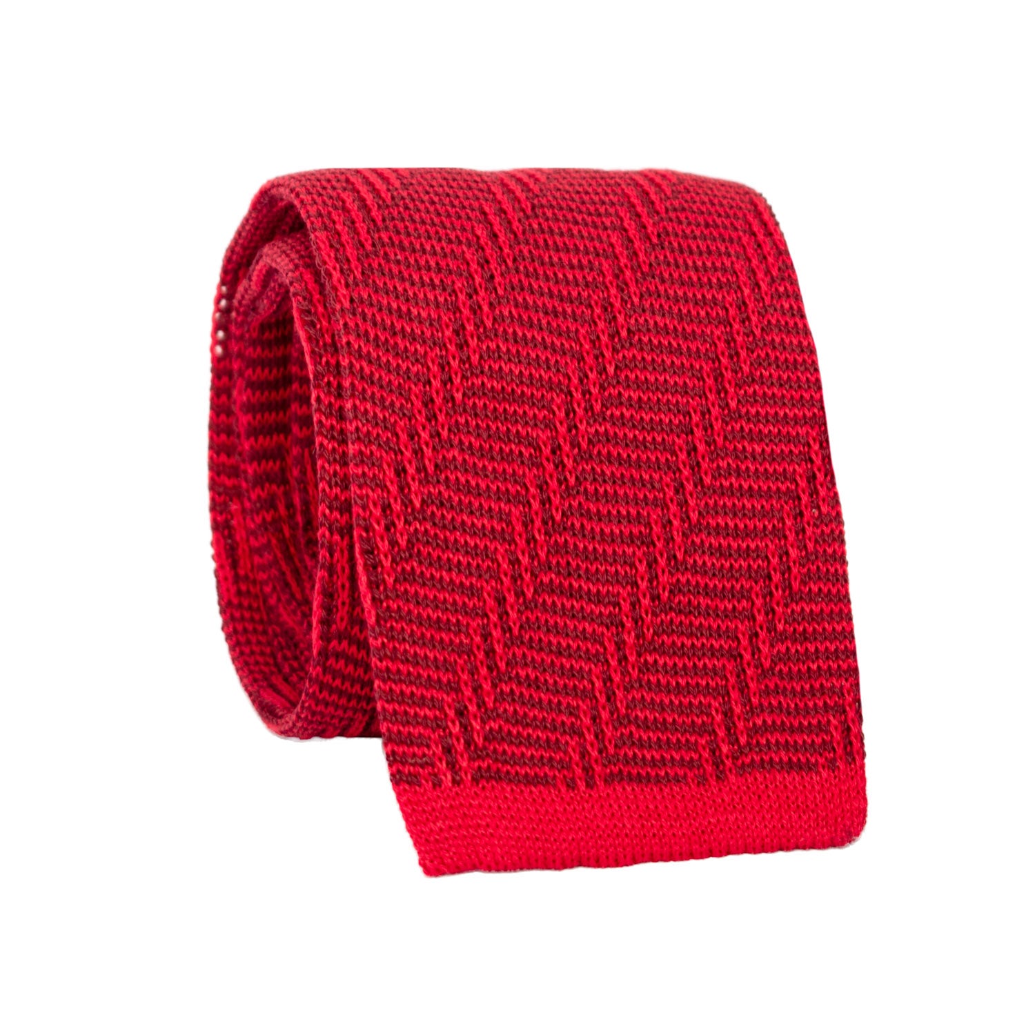 Cravatta Tricot in Maglia di Cotone Rossa Lisca di Pesce Bordeaux TRI659 Graffeo Cravatte Made in Italy Rotolo