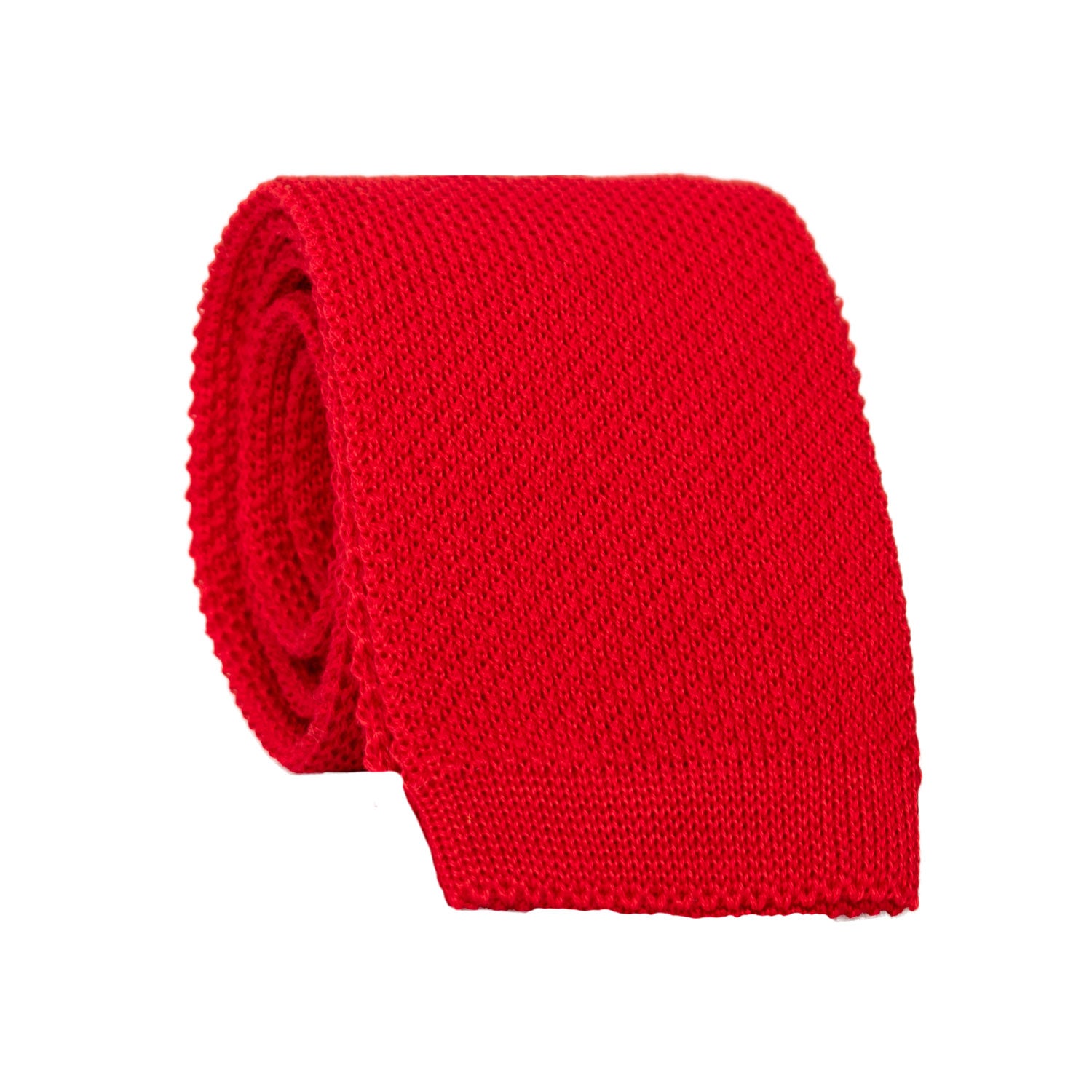 Cravatta Tricot in Maglia di Cotone Rosso Tinta Unita TRI655 Graffeo Cravatte Made in Italy Rotolo