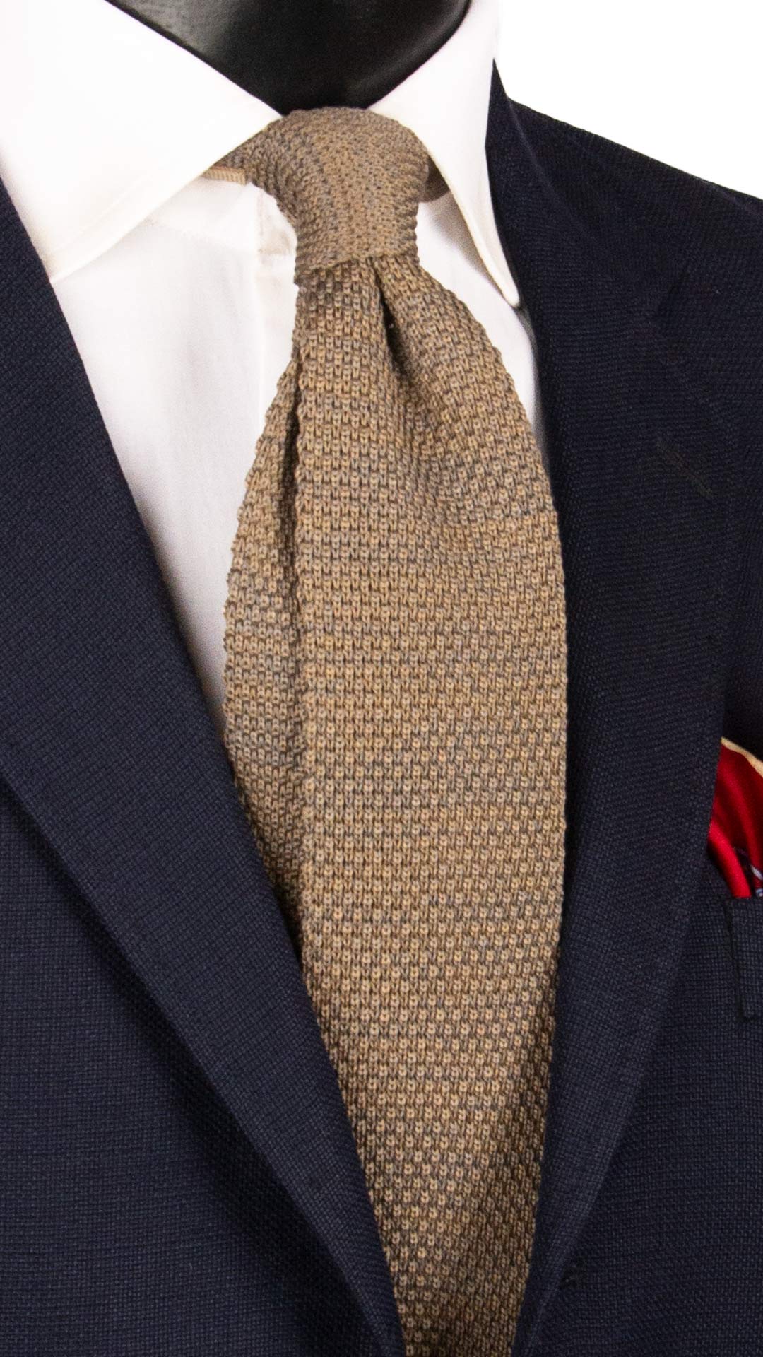 Cravatta Tricot in Maglia di Cotone Tortora Tinta Unita TRI671 Graffeo Cravatte Made in Italy