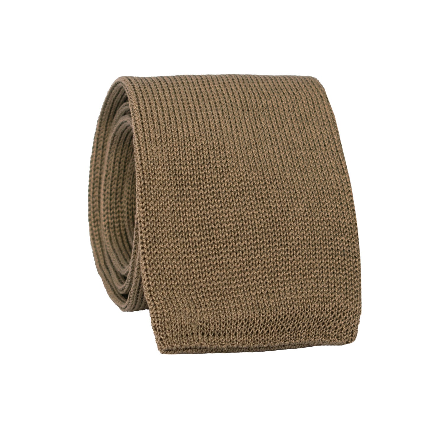 Cravatta Tricot in Maglia di Cotone Verde Militare Tinta Unita TRI758 Graffeo Cravatte Made in Italy Rotolo
