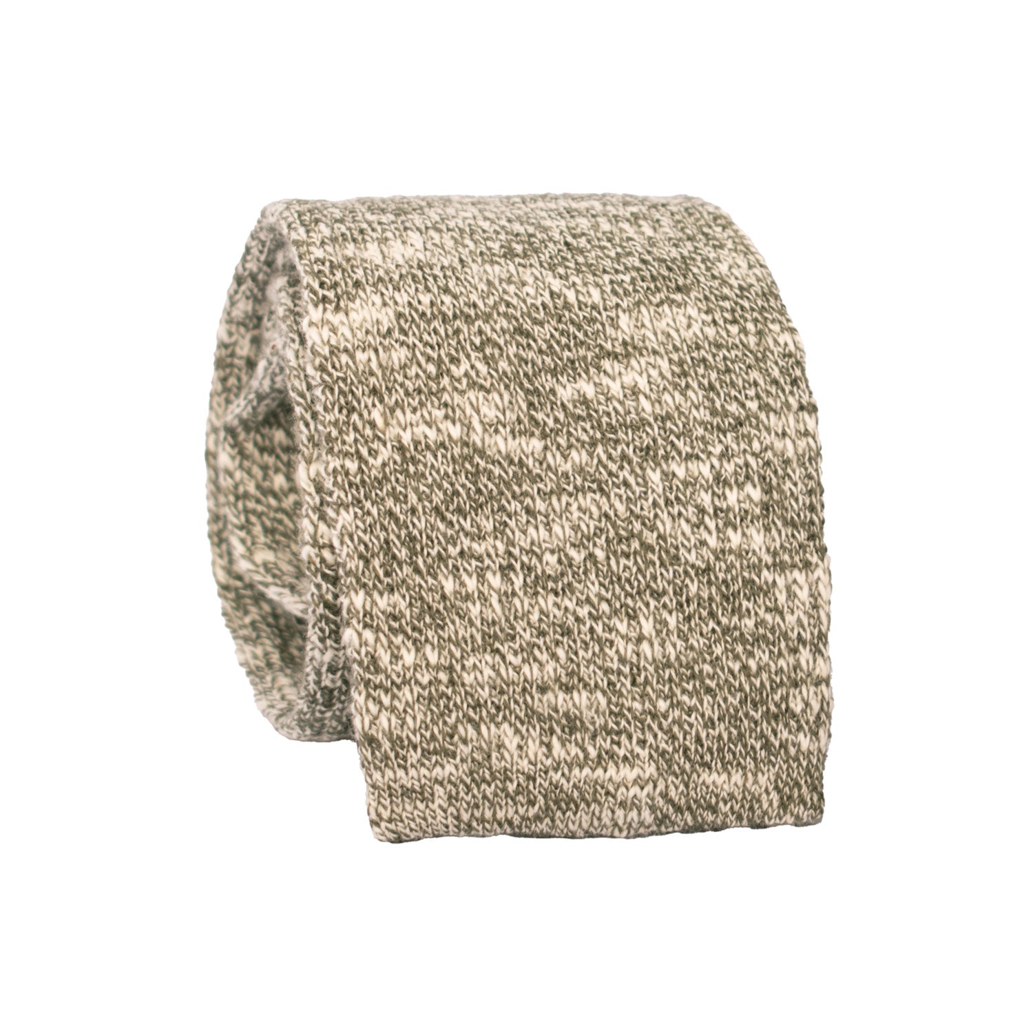 Cravatta Tricot in Maglia di Cotone Verde Oliva Beige Fantasia TRI699 Graffeo Cravatte Made in Italy Rotolo