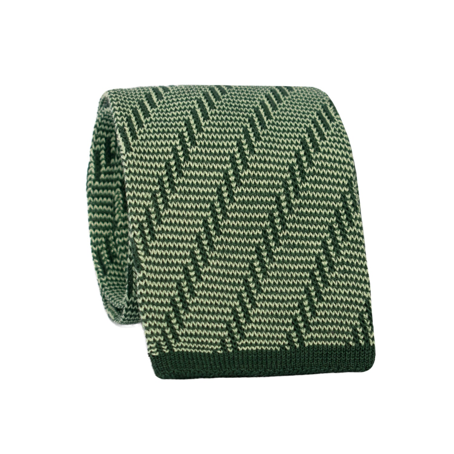 Man Pine Green Knitted Cotton Tie Green Pattern TRI694