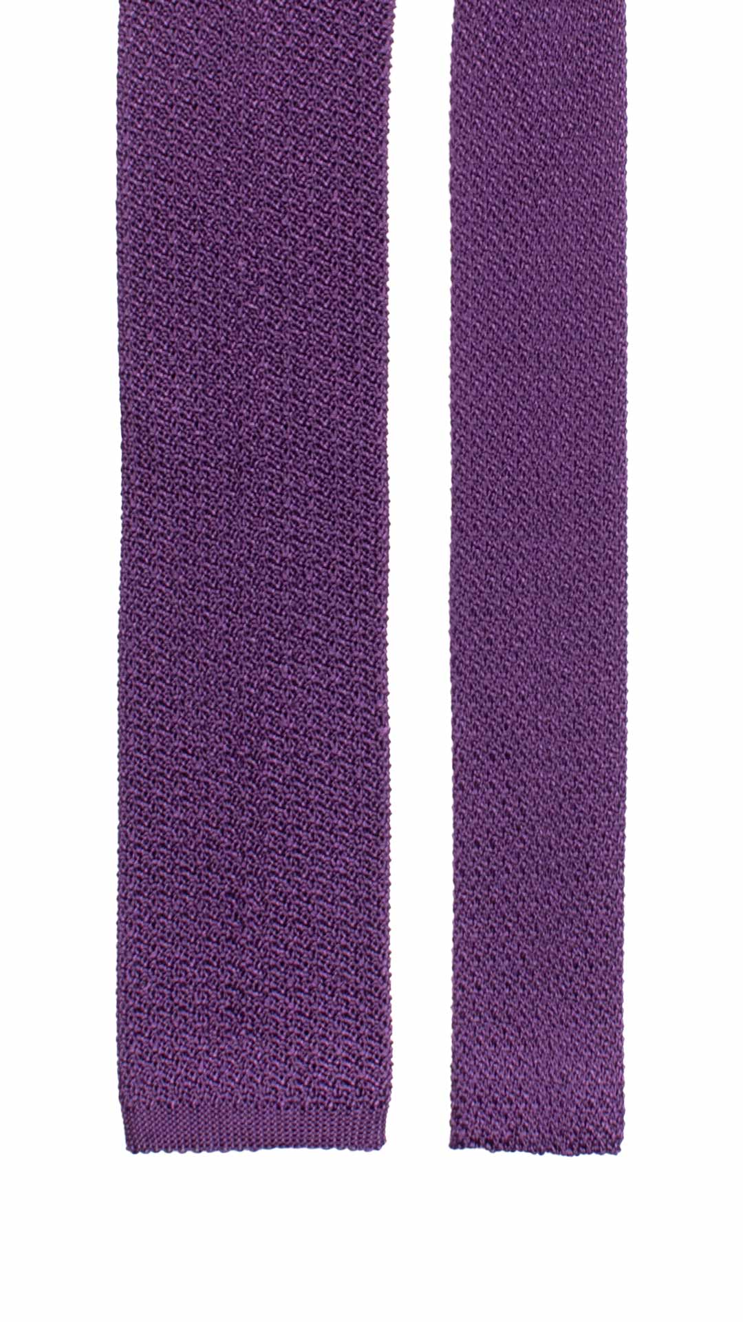 Cravatta Tricot in Maglia di Cotone Viola Tinta Unita TRI832 Graffeo Cravatte Made in Italy Pala