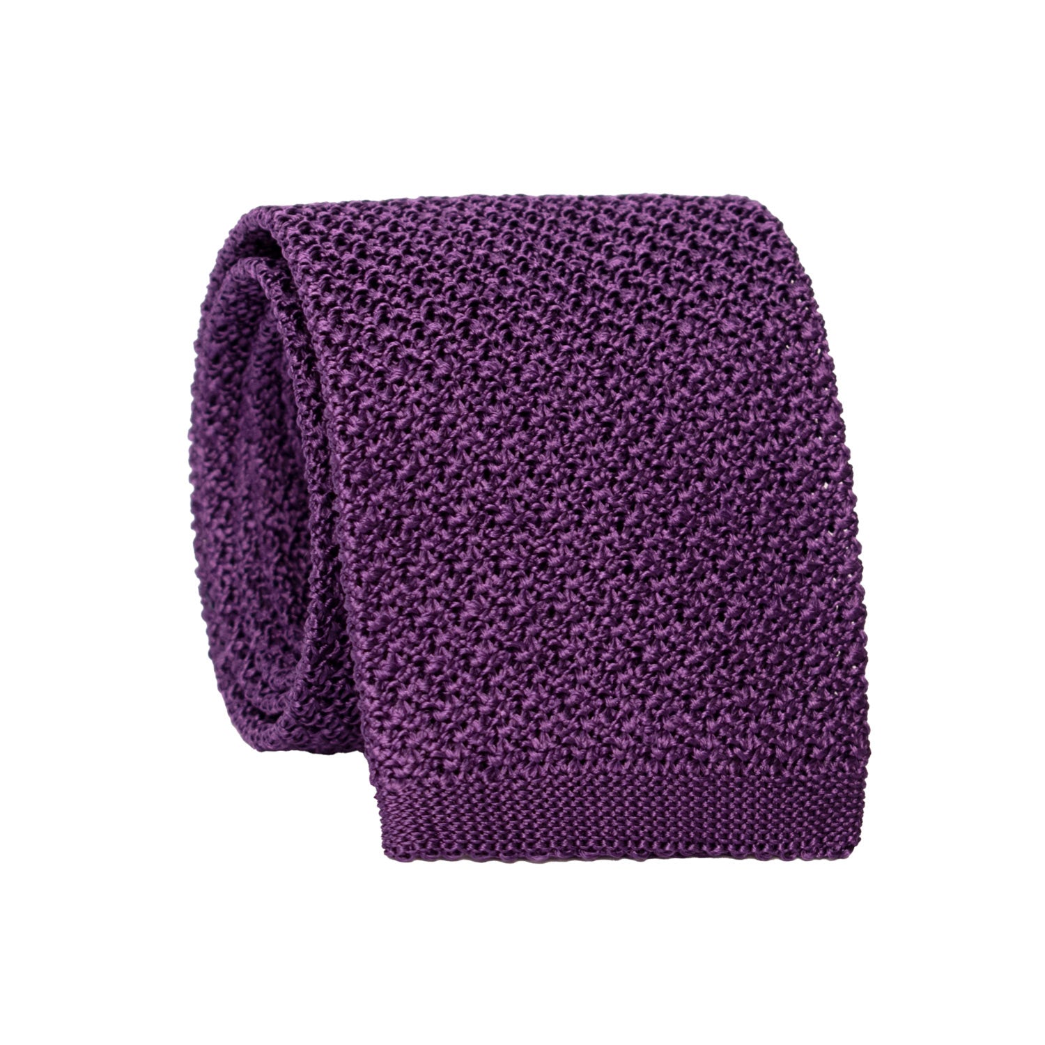 Cravatta Tricot in Maglia di Cotone Viola Tinta Unita TRI832 Graffeo Cravatte Made in Italy Rotolo