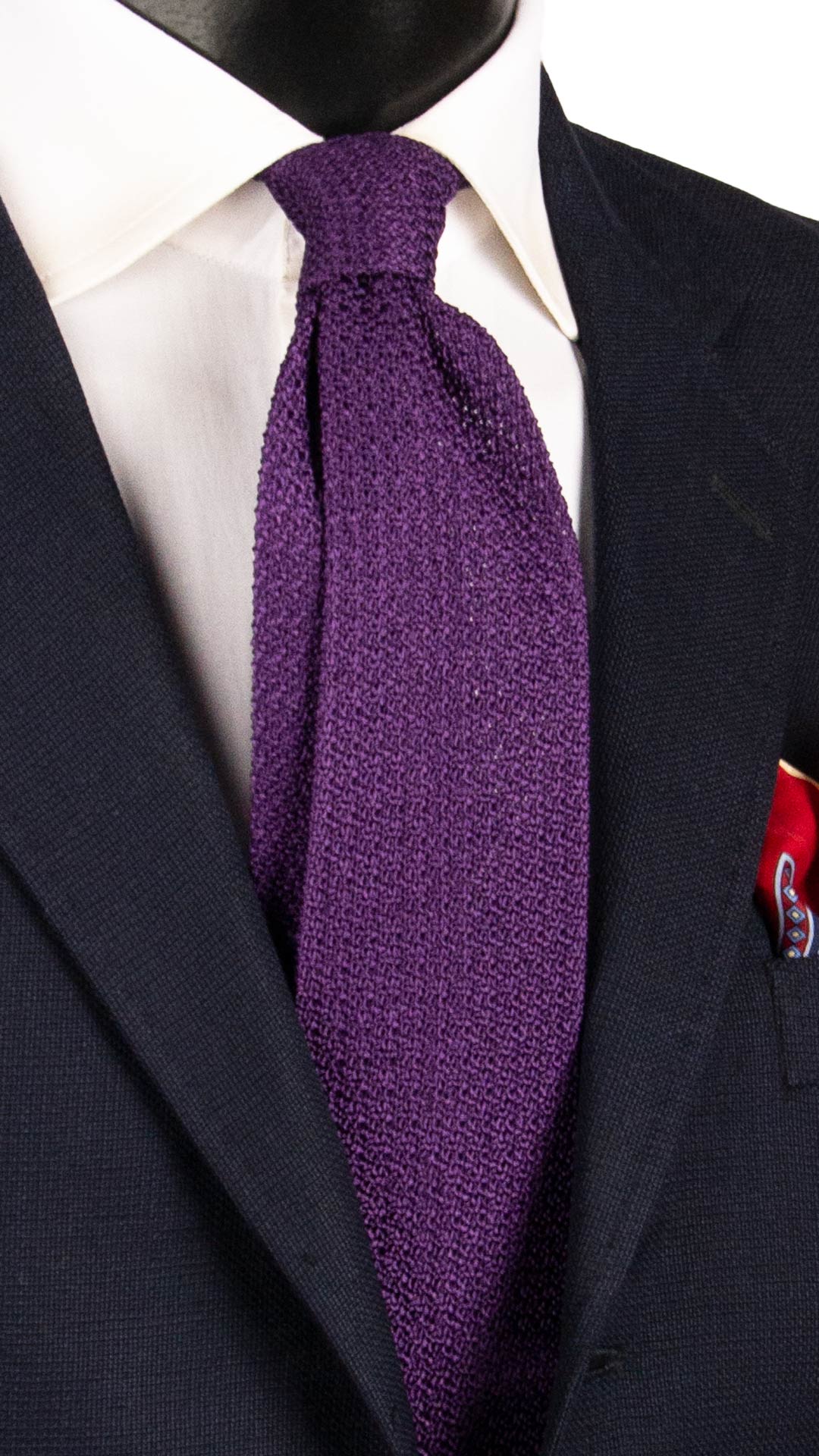 Cravatta Tricot in Maglia di Cotone Viola Tinta Unita TRI832 Graffeo Cravatte Made in Italy
