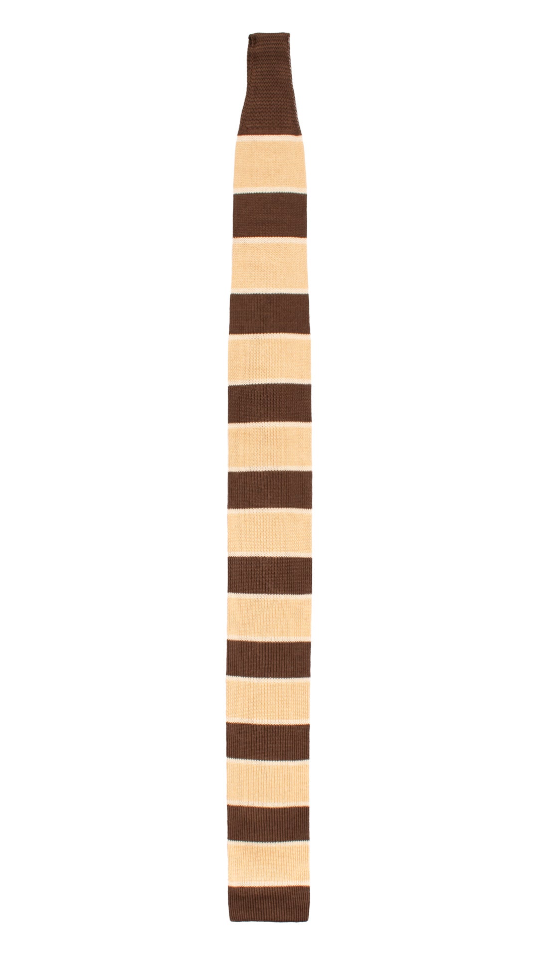 Cravatta Tricot in Maglia di Cotone con Righe Marrone Beige TRI679 Graffeo Cravatte Made in Italy Intera