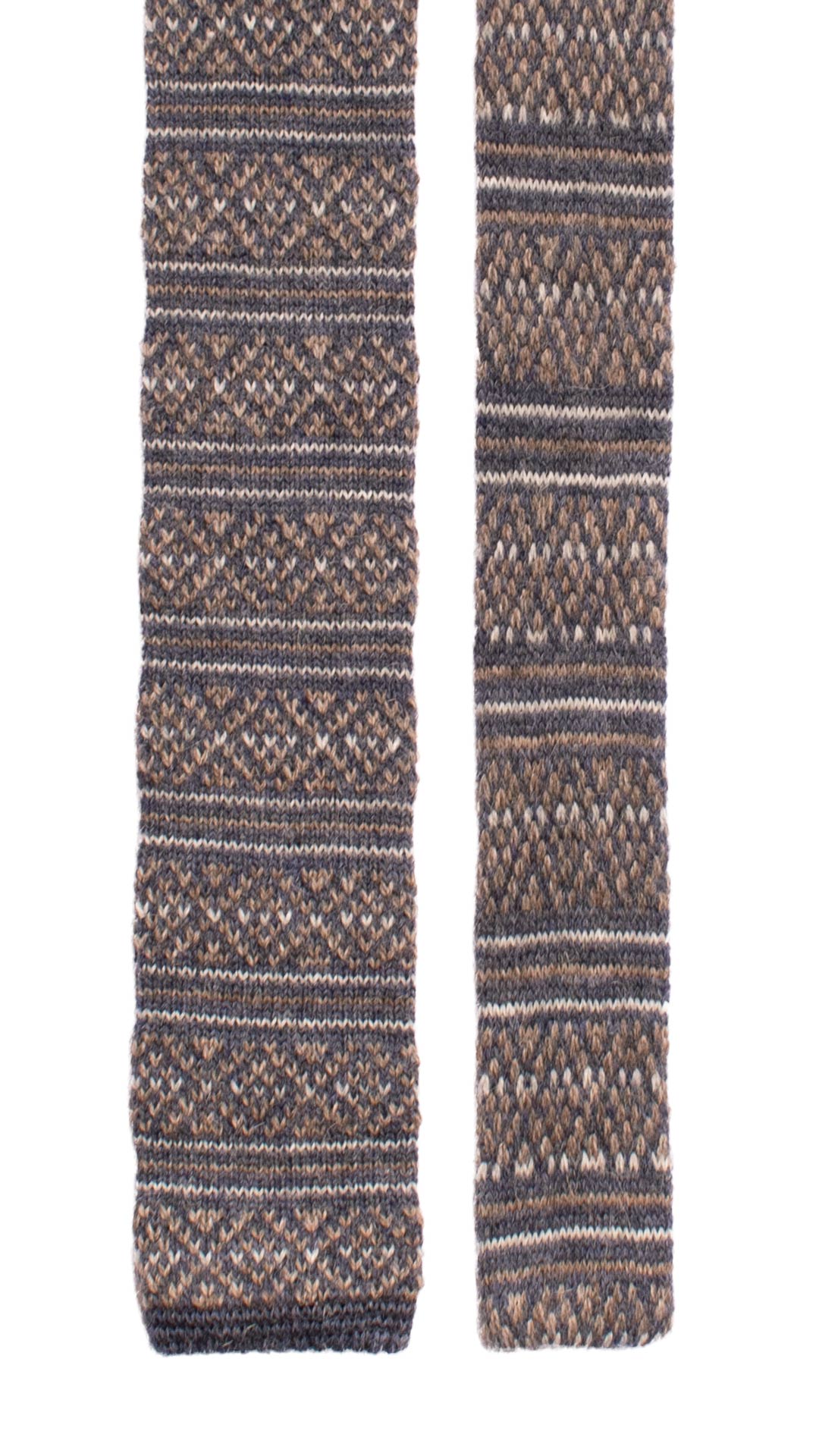 Cravatta Tricot in Maglia di Lana Alpaca Lavanda Fantasia Tortora Grigio TRI594 Made in Italy Graffeo Cravatte Pala