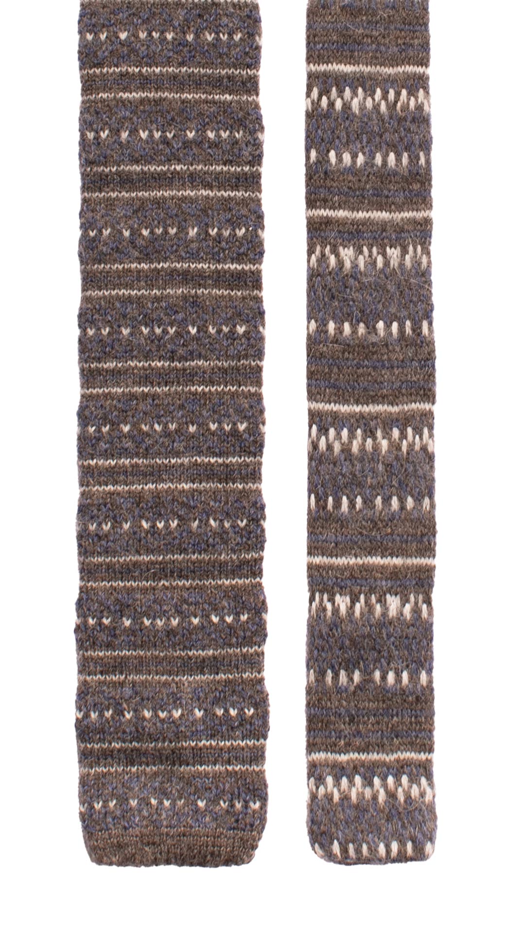 Cravatta Tricot in Maglia di Lana Alpaca Tortora Fantasia Viola Bianca TRI612 Made in Italy Graffeo Cravatte Pala