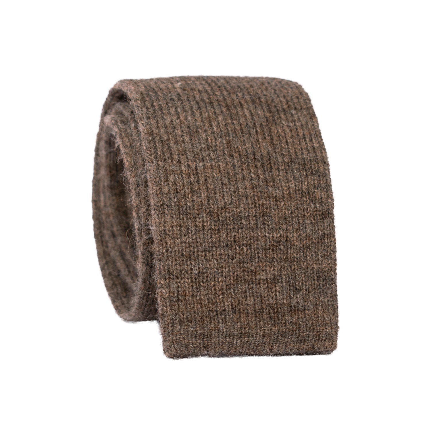 Cravatta Tricot in Maglia di Lana Alpaca Tortora Tinta Unita TRI611 Made in Italy Graffeo Cravatte Rotolo