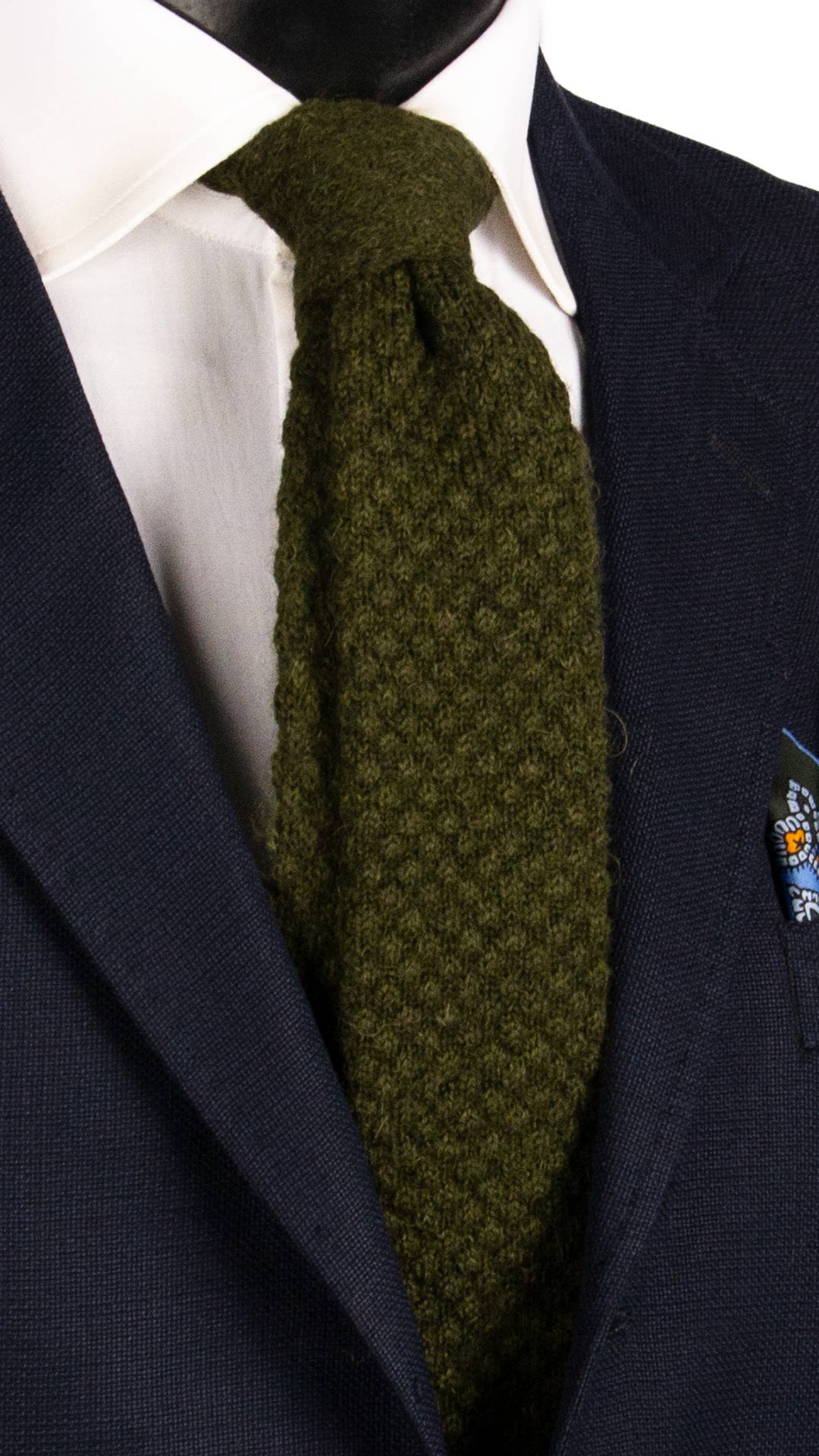 Cravatta Tricot in Maglia di Lana Alpaca Verde Tinta Unita TRI530 Made in Italy Graffeo Cravatte